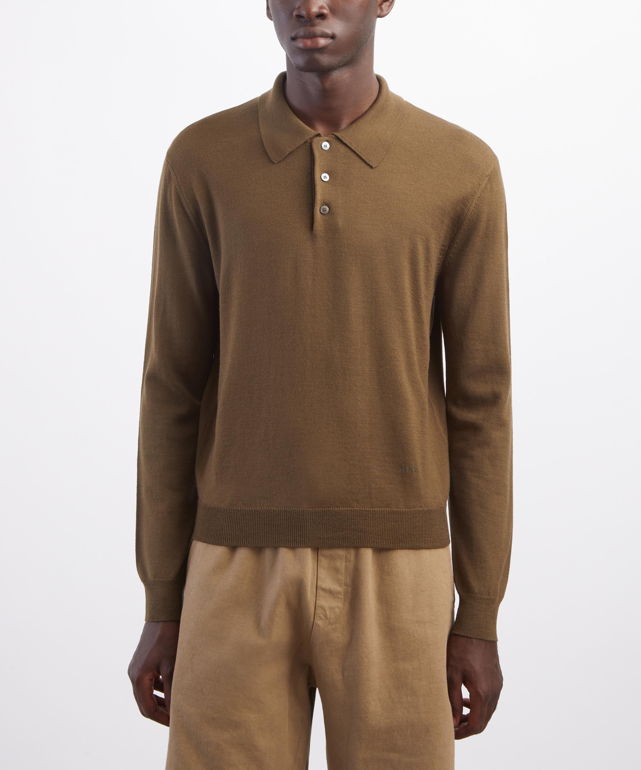 A.P.C. - Khaki Merino Wool Polo image number 2