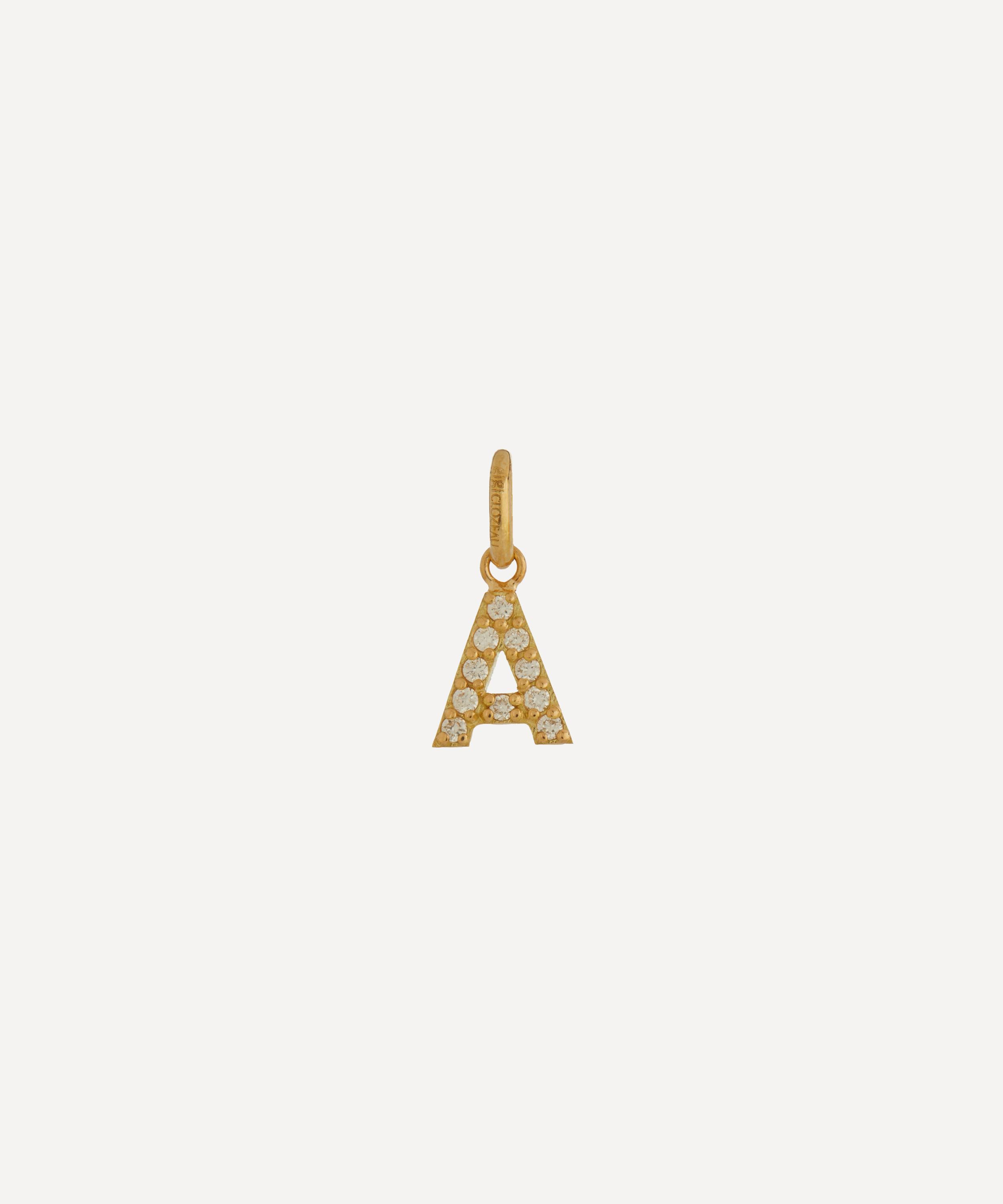 Gigi Clozeau - 18ct Gold Lucky Letter A Diamond Pendant