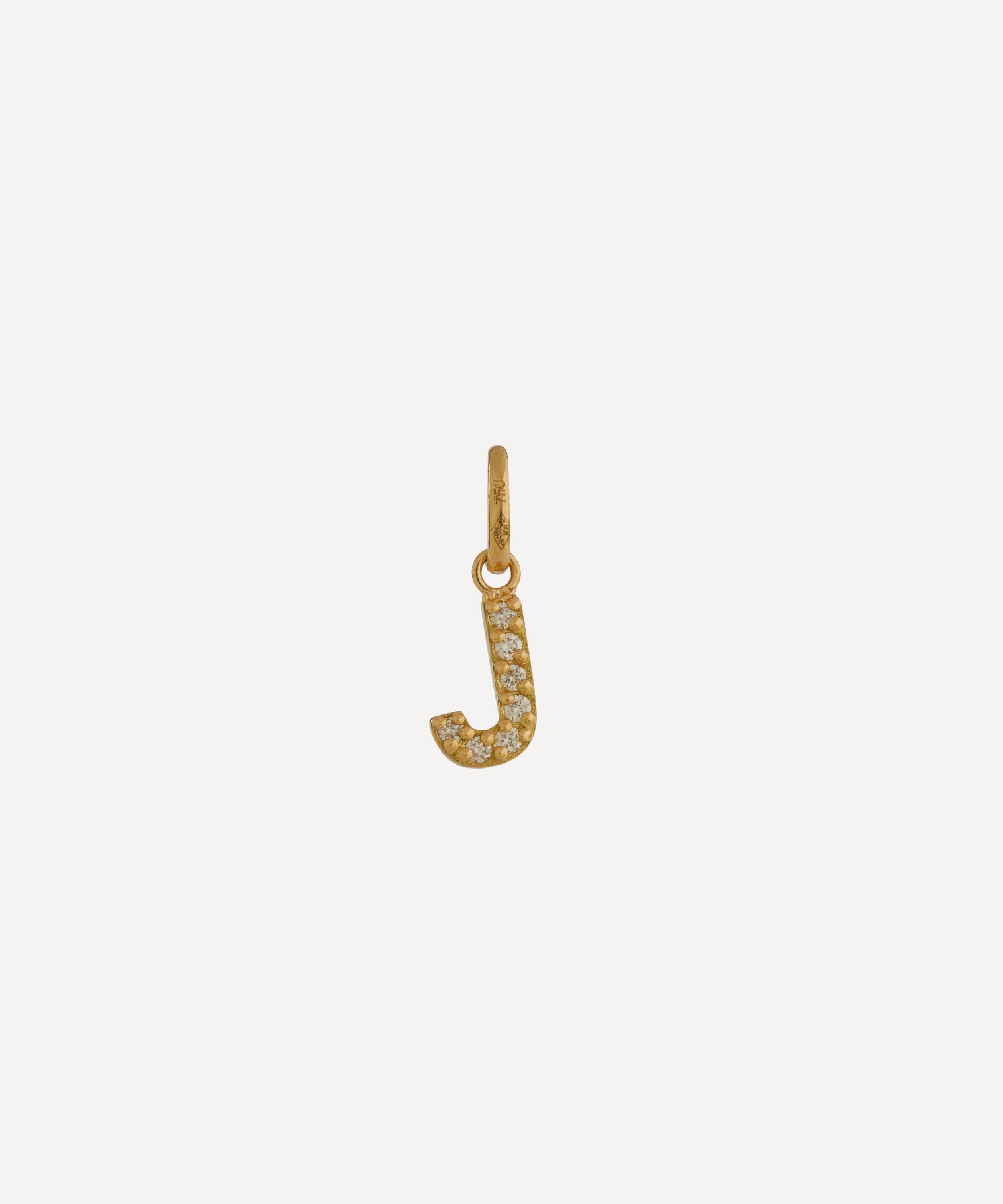 Gigi Clozeau - 18ct Gold Lucky Letter J Diamond Pendant