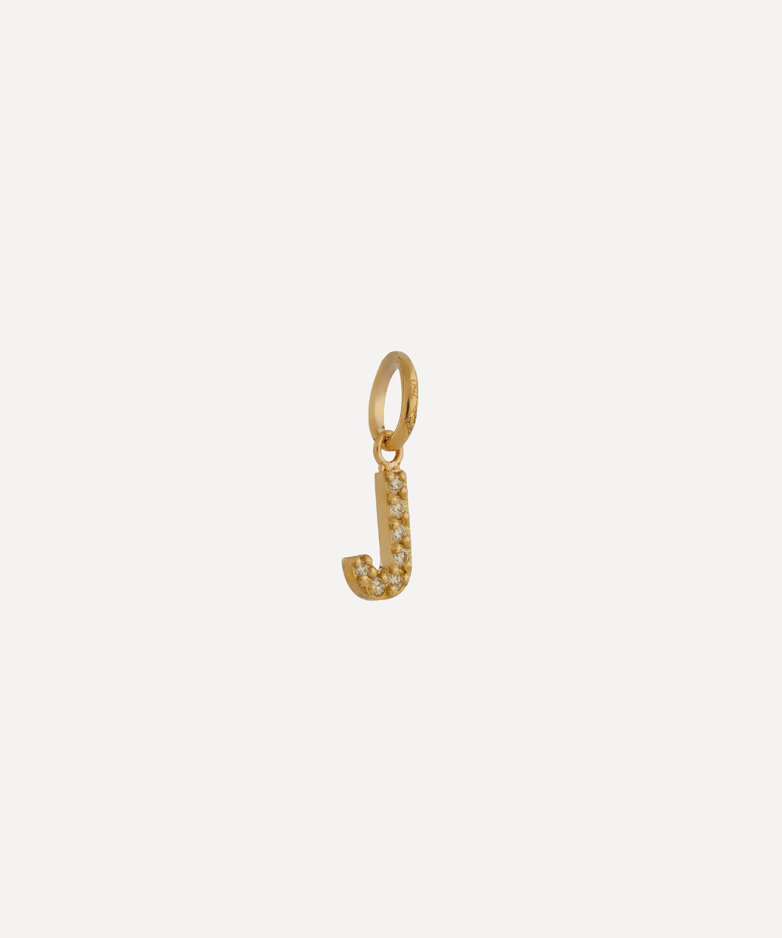Gigi Clozeau - 18ct Gold Lucky Letter J Diamond Pendant image number 1