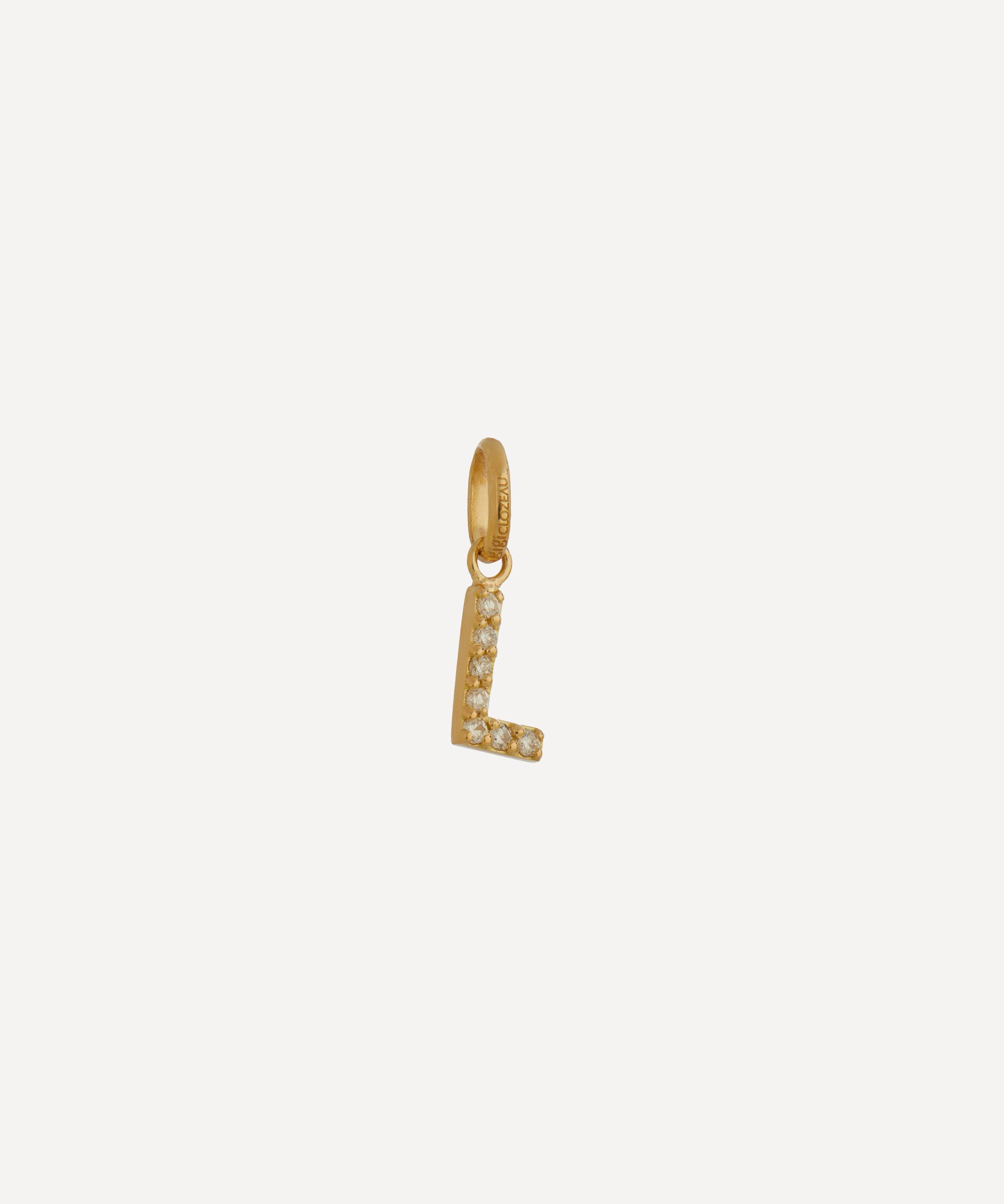 Gigi Clozeau - 18ct Gold Lucky Letter L Diamond Pendant image number 1