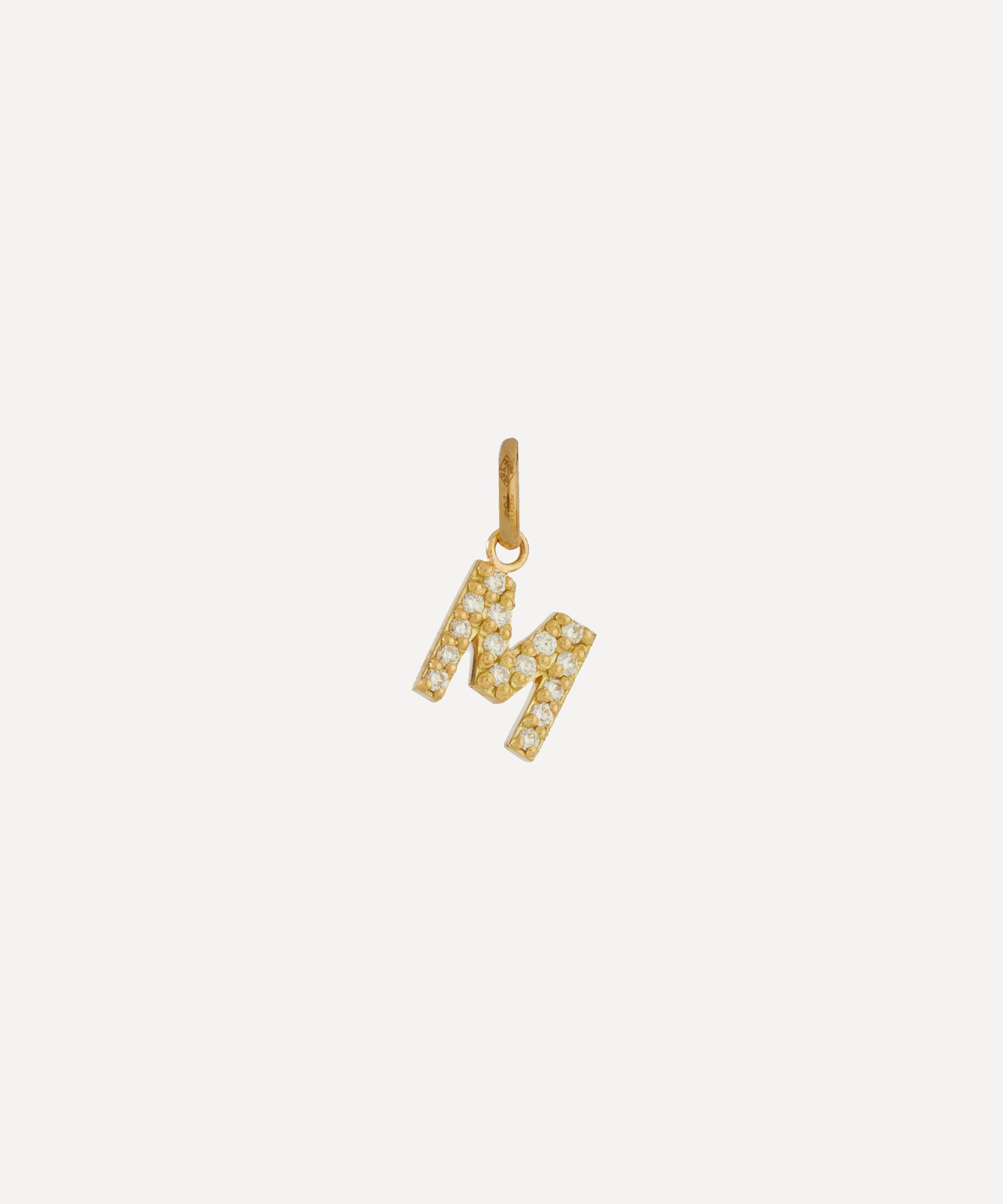 Gigi Clozeau - 18ct Gold Lucky Letter M Diamond Pendant