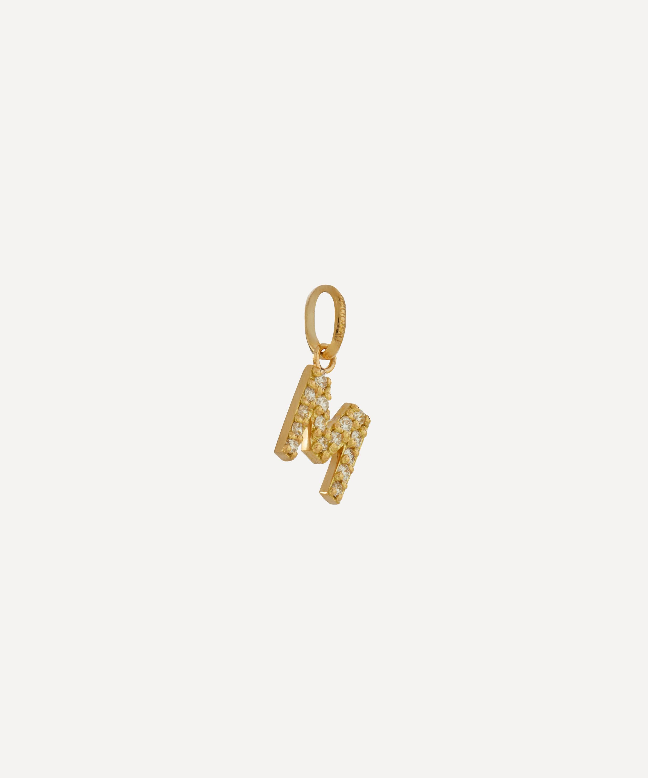 Gigi Clozeau - 18ct Gold Lucky Letter M Diamond Pendant image number 1