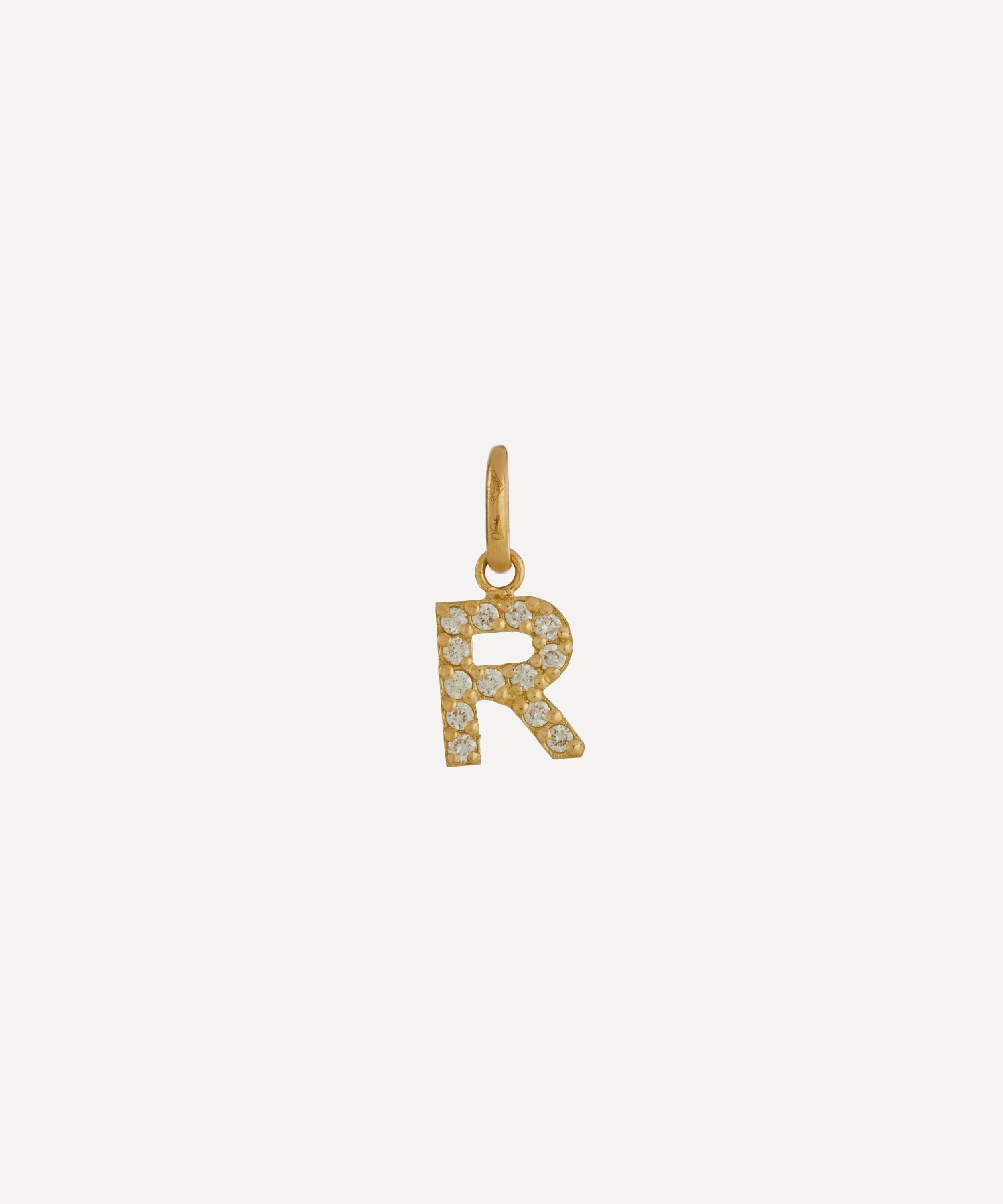 Gigi Clozeau - 18ct Gold Lucky Letter R Diamond Pendant
