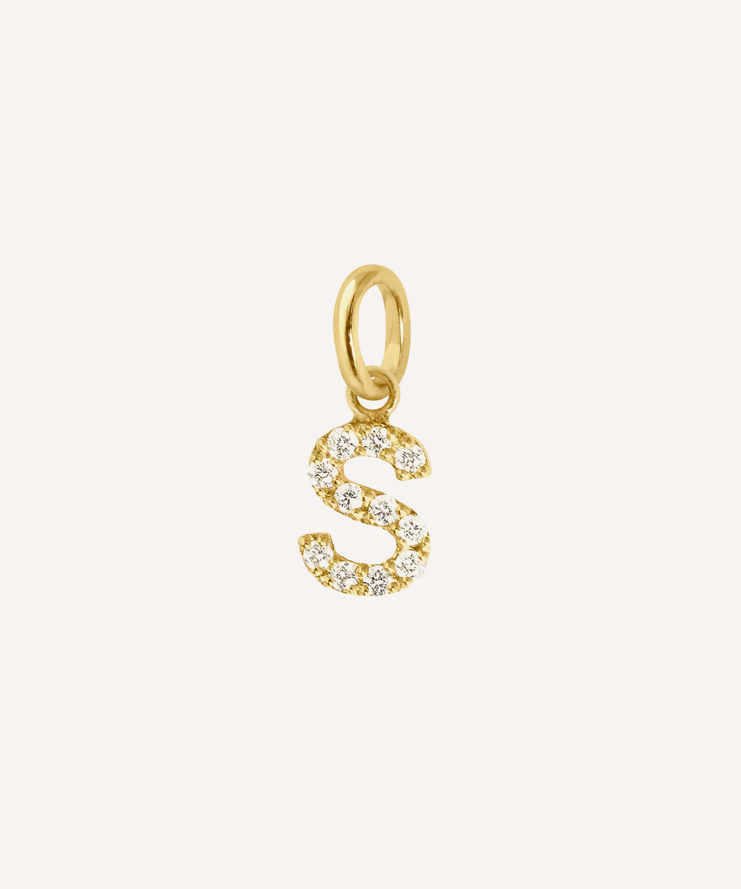 Gigi Clozeau - 18ct Gold Lucky Letter S Diamond Pendant image number 0