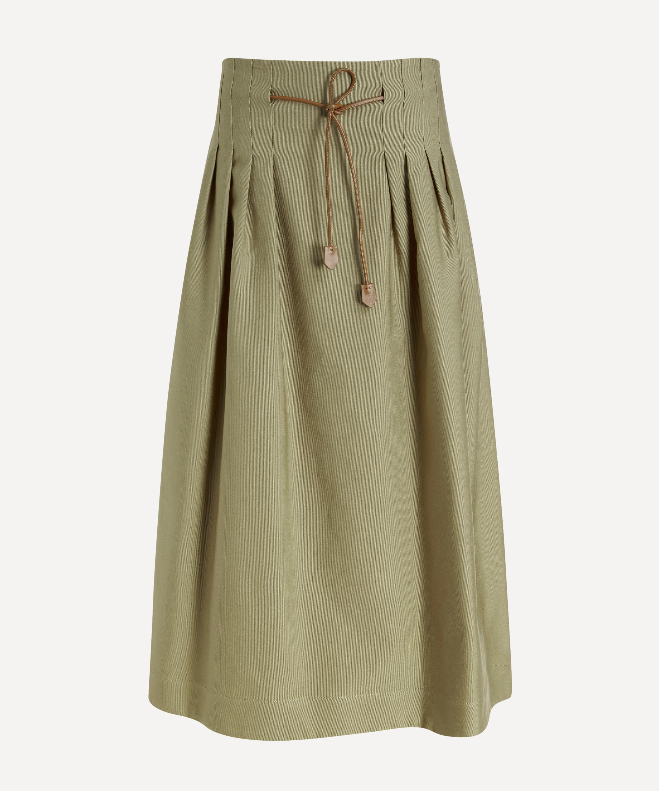 Max Mara - Tempio Pleated Cotton Ottoman Skirt