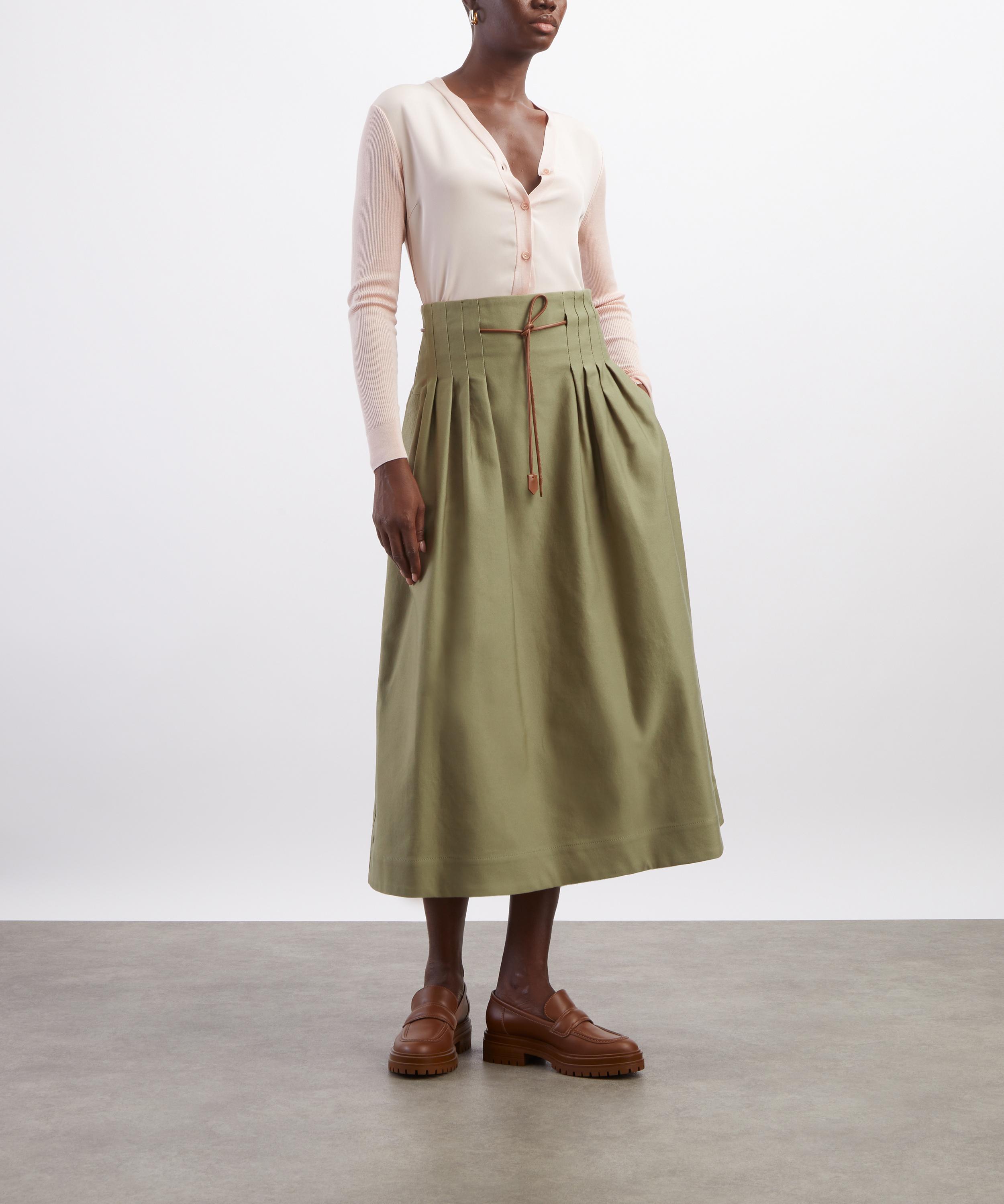 Max Mara - Tempio Pleated Cotton Ottoman Skirt image number 1