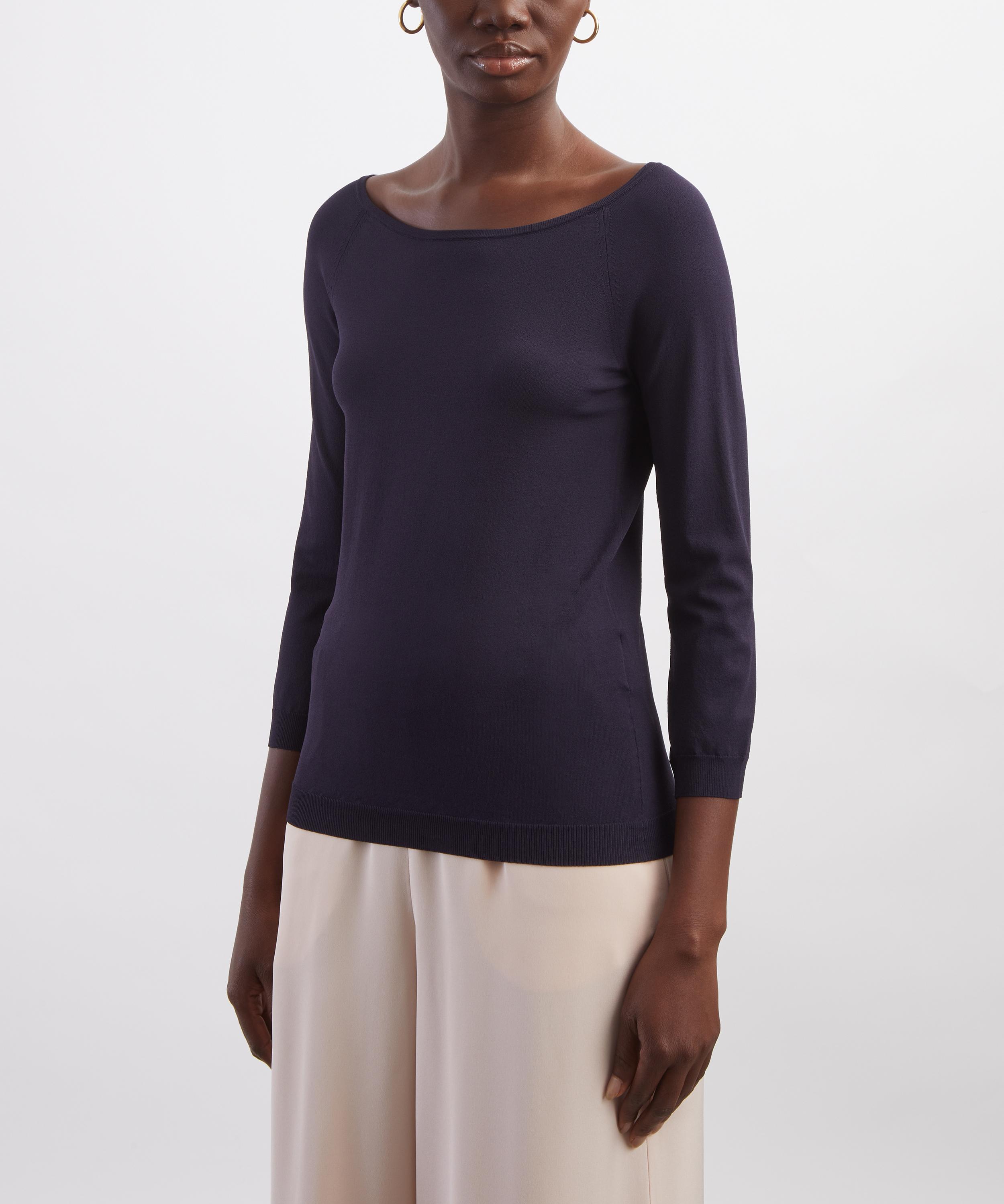 Max Mara - Navy Fenice Scarf Jumper image number 2