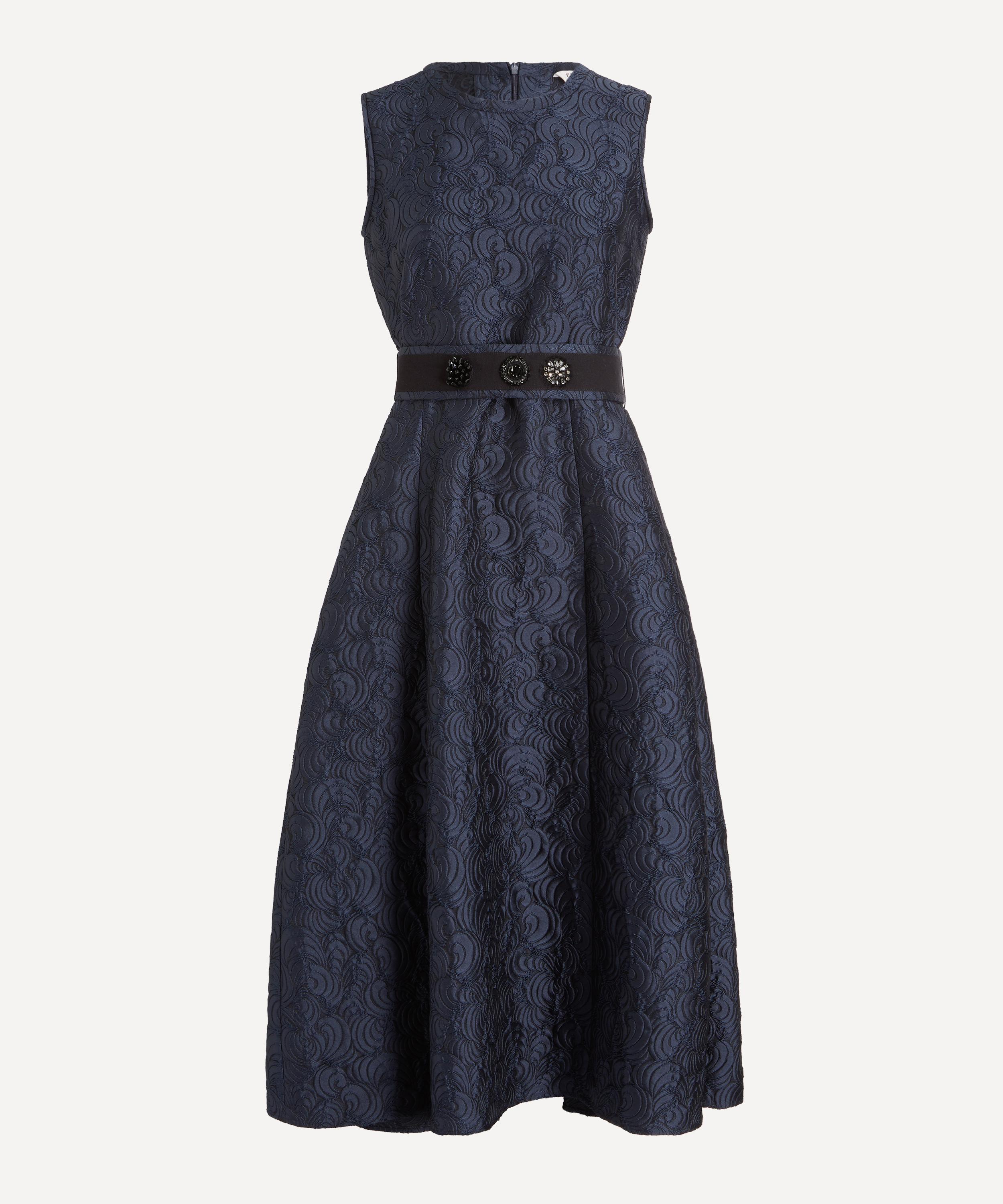 S Max Mara - Midnight Sax Sleeveless Jacquard Midi Dress image number 0