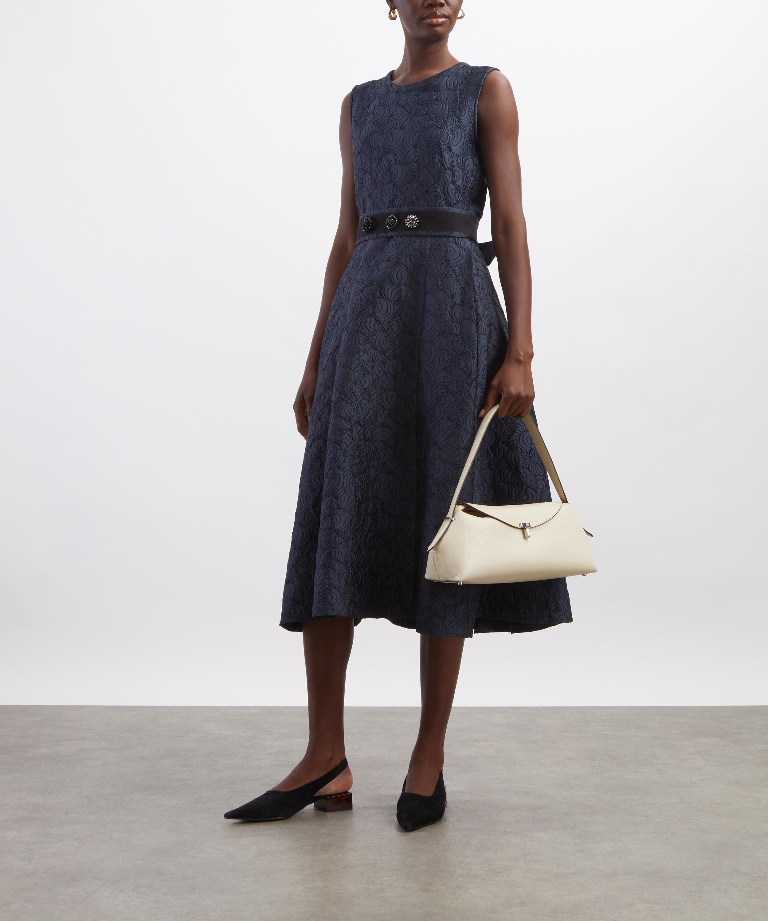 S Max Mara - Midnight Sax Sleeveless Jacquard Midi Dress image number 1