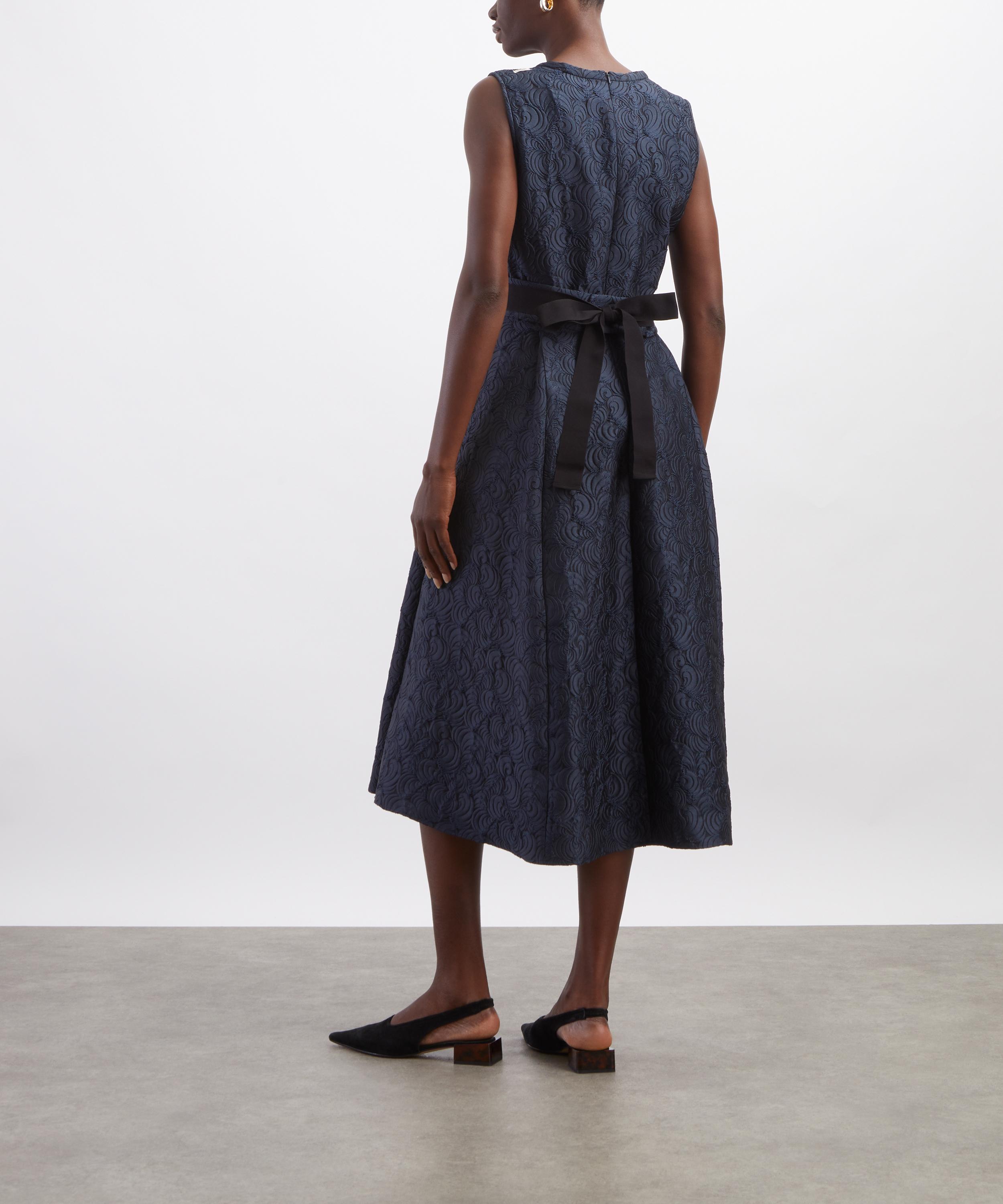 S Max Mara - Midnight Sax Sleeveless Jacquard Midi Dress image number 3
