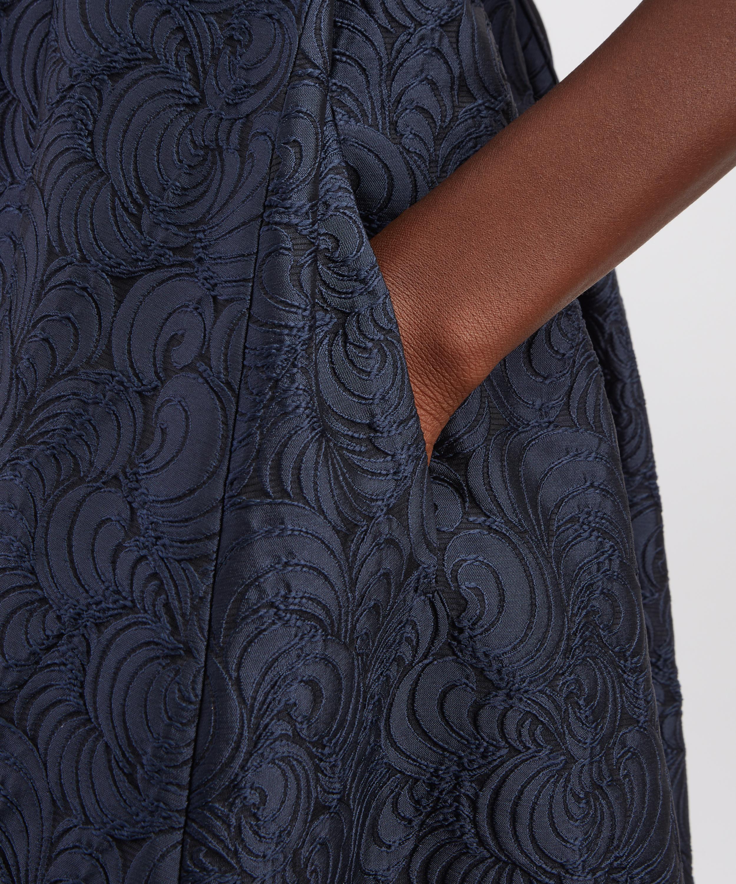 S Max Mara - Midnight Sax Sleeveless Jacquard Midi Dress image number 4