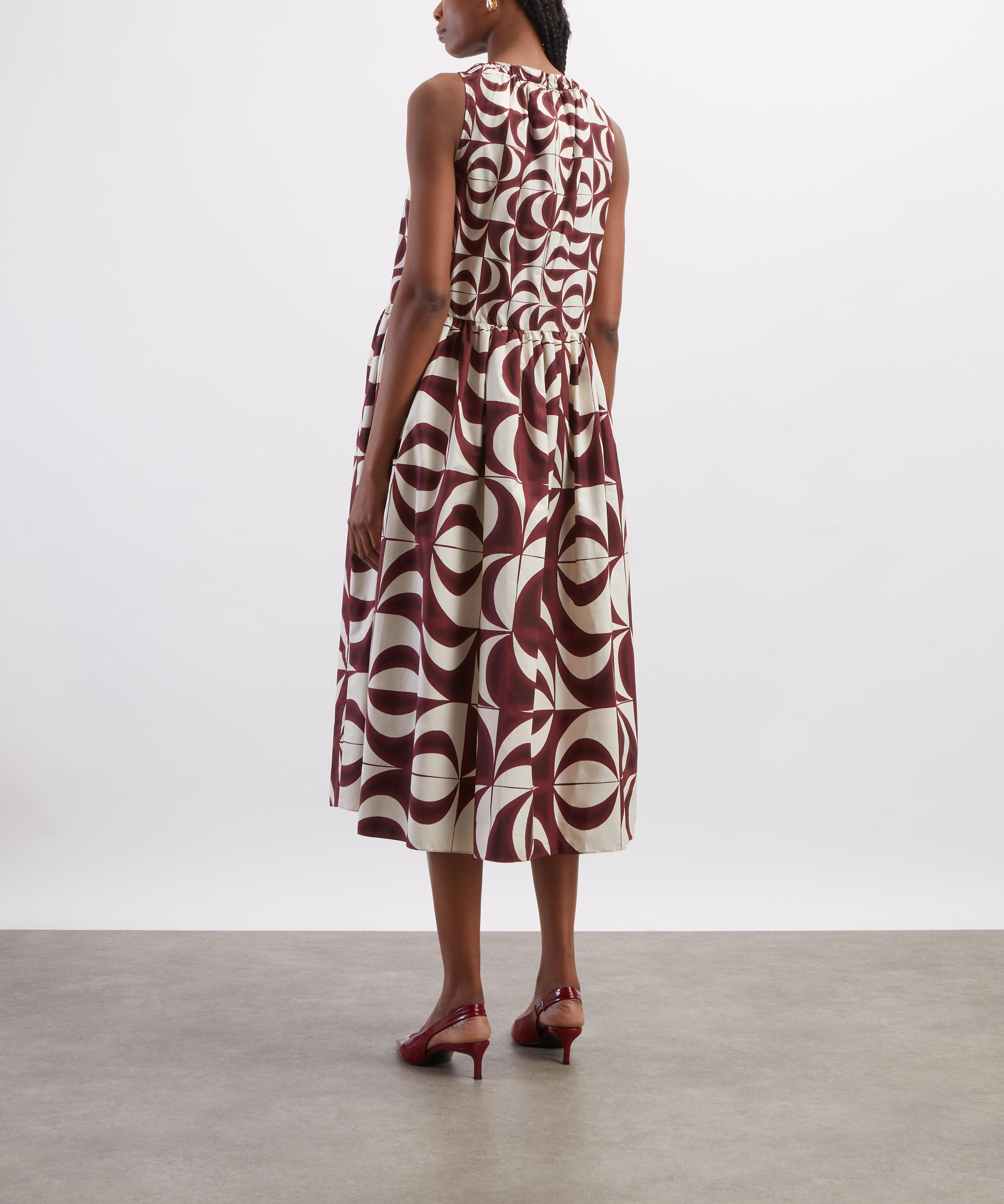 S Max Mara - Bordeaux Printed Cotton Poplin Dress image number 3