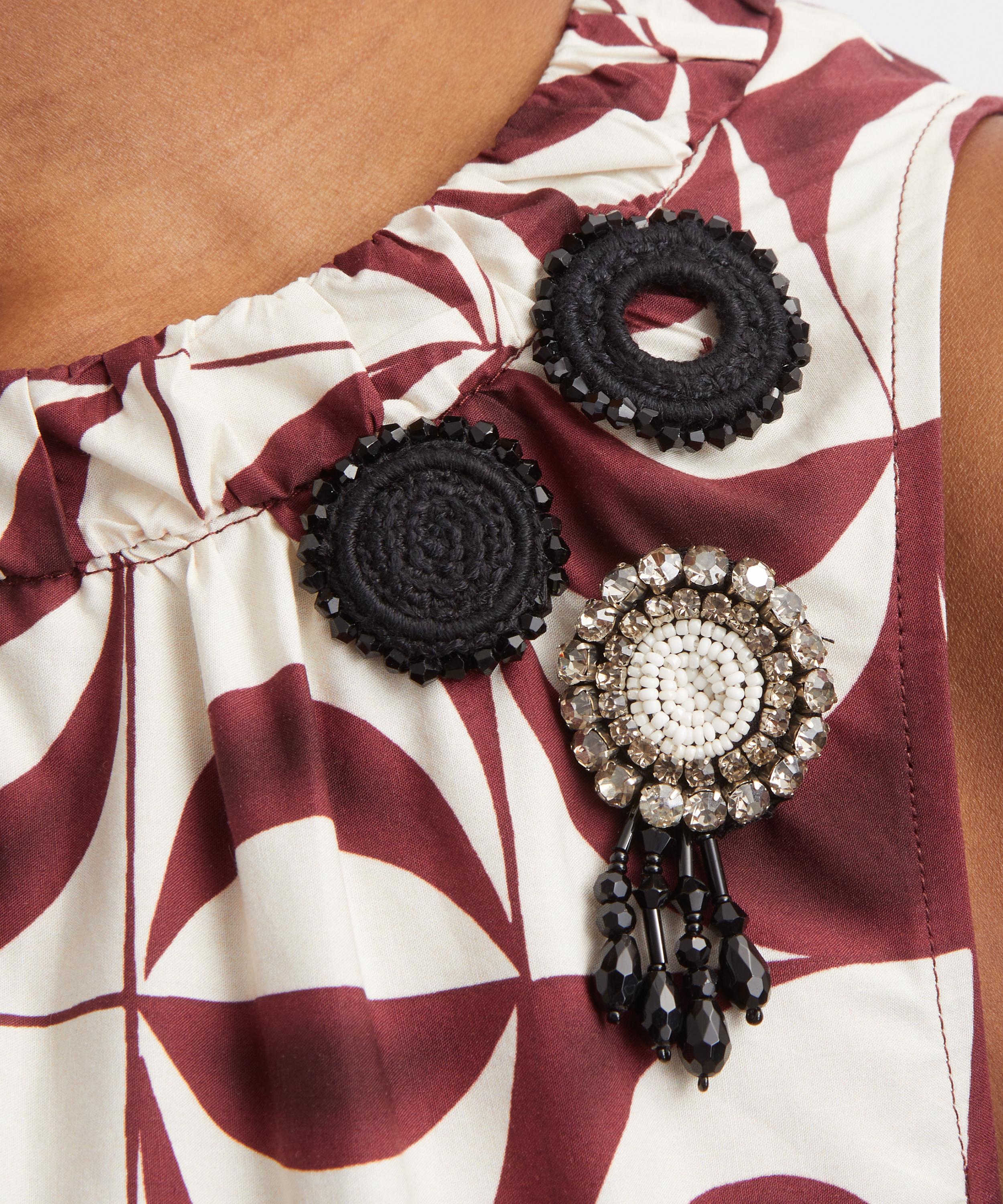 S Max Mara - Bordeaux Printed Cotton Poplin Dress image number 4