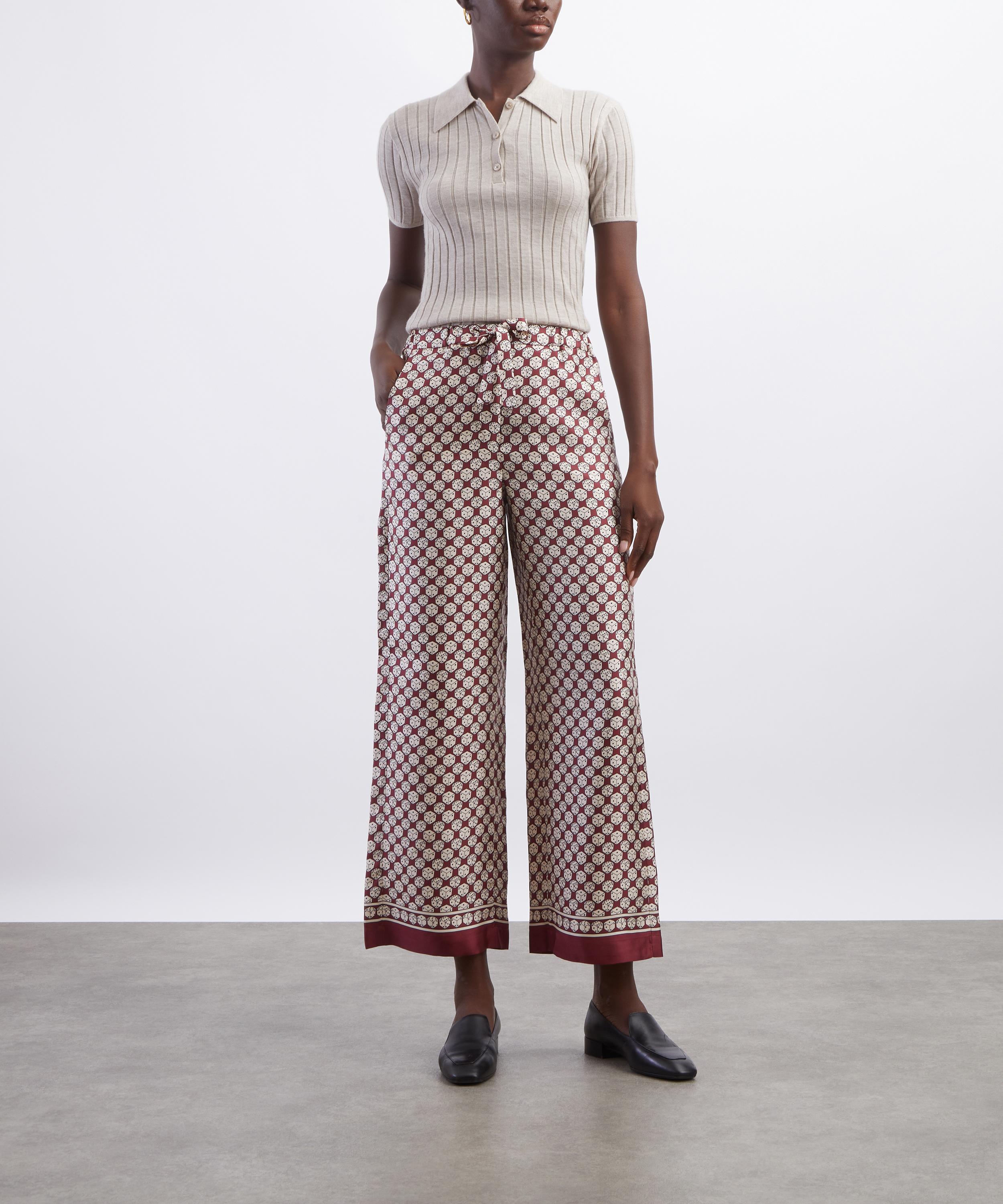 S Max Mara - Amelia Printed Drawstring Silk Twill Trousers image number 1
