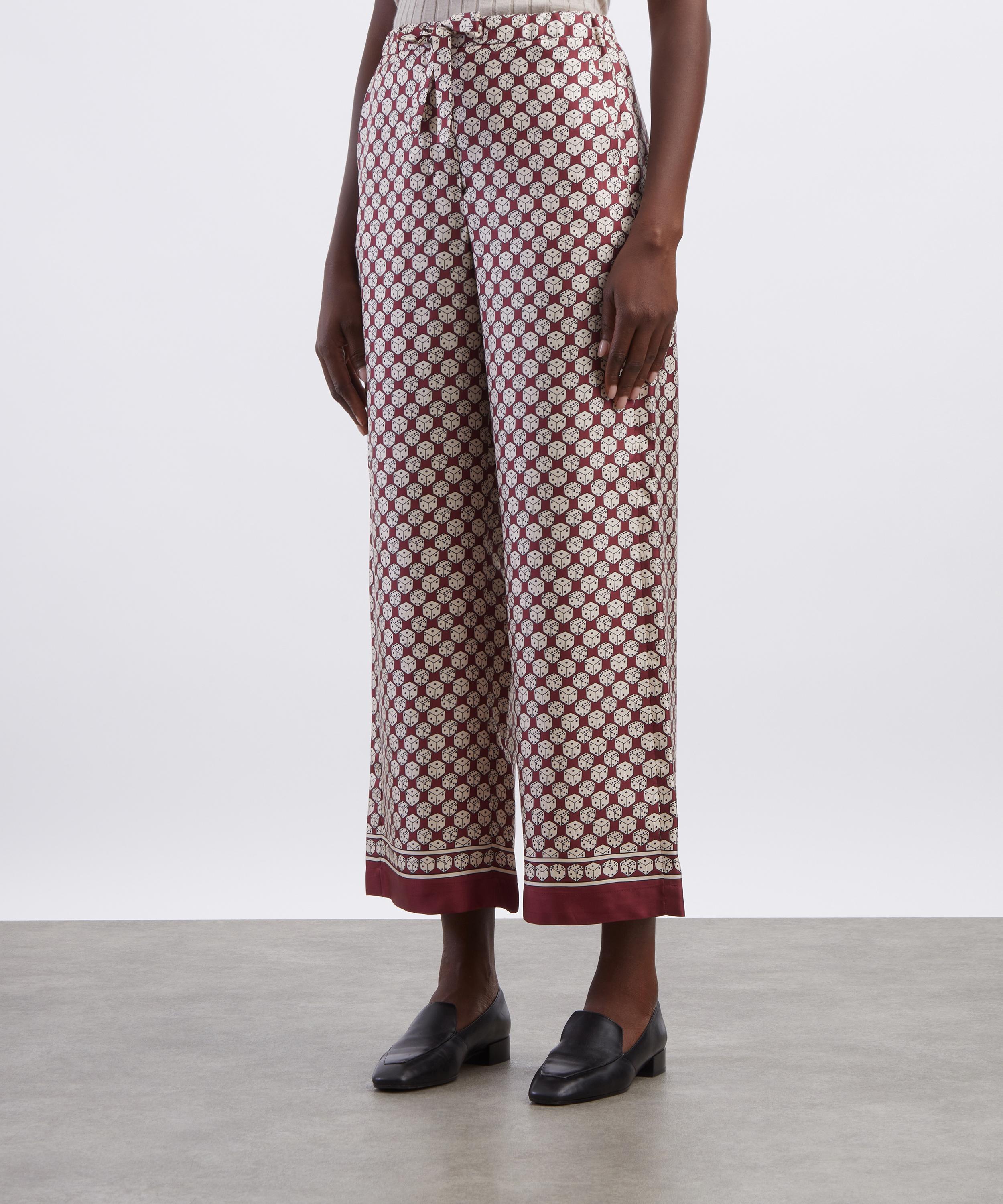S Max Mara - Amelia Printed Drawstring Silk Twill Trousers image number 2