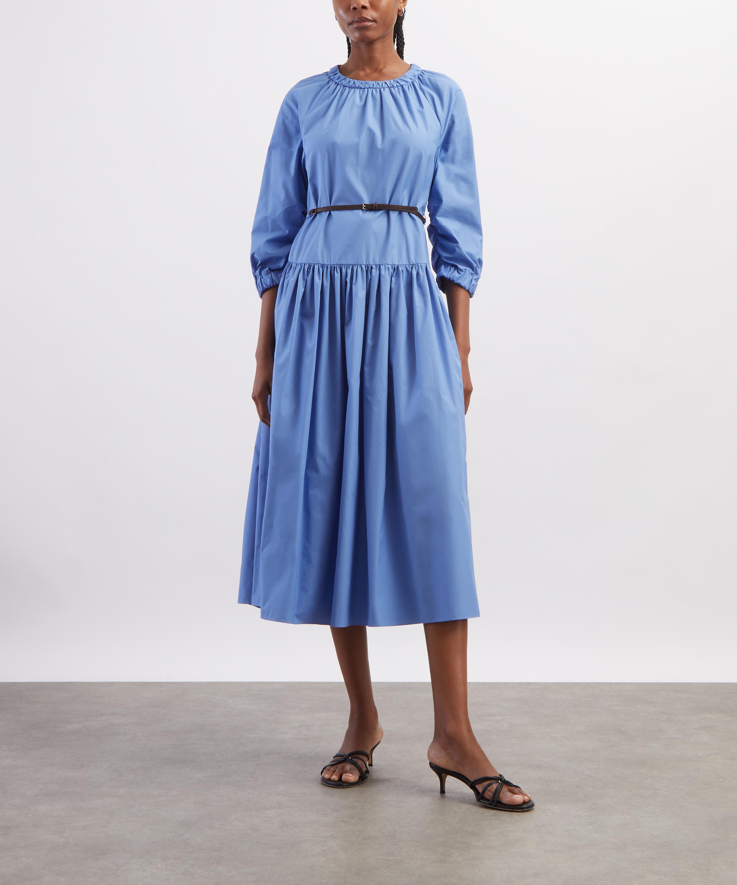 S Max Mara - Light Blue Long Cotton Poplin Dress image number 2