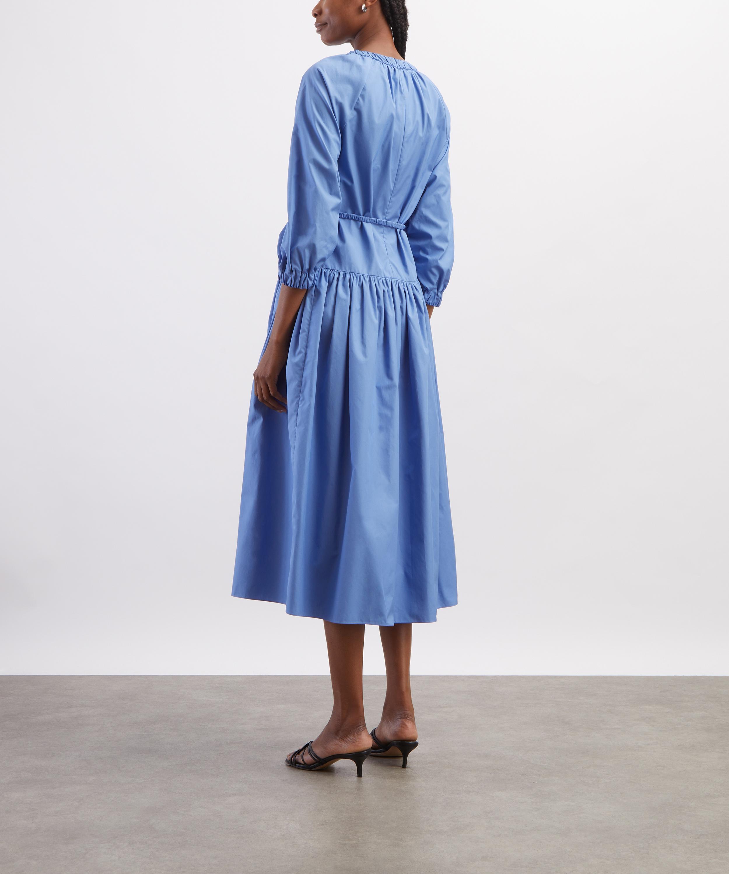 S Max Mara - Light Blue Long Cotton Poplin Dress image number 3