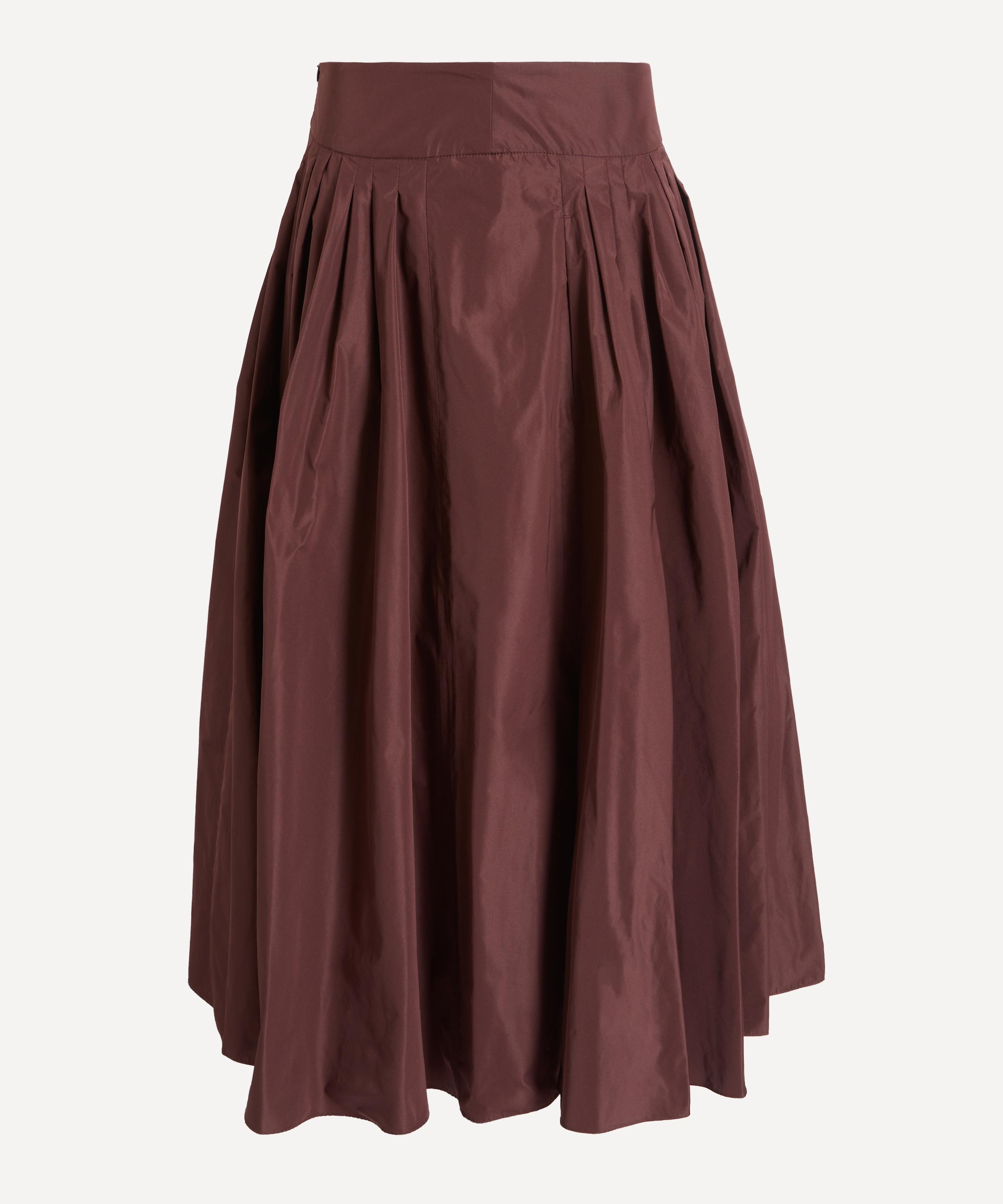 S Max Mara - Bordeaux Romina Taffeta Pleated Skirt image number 0