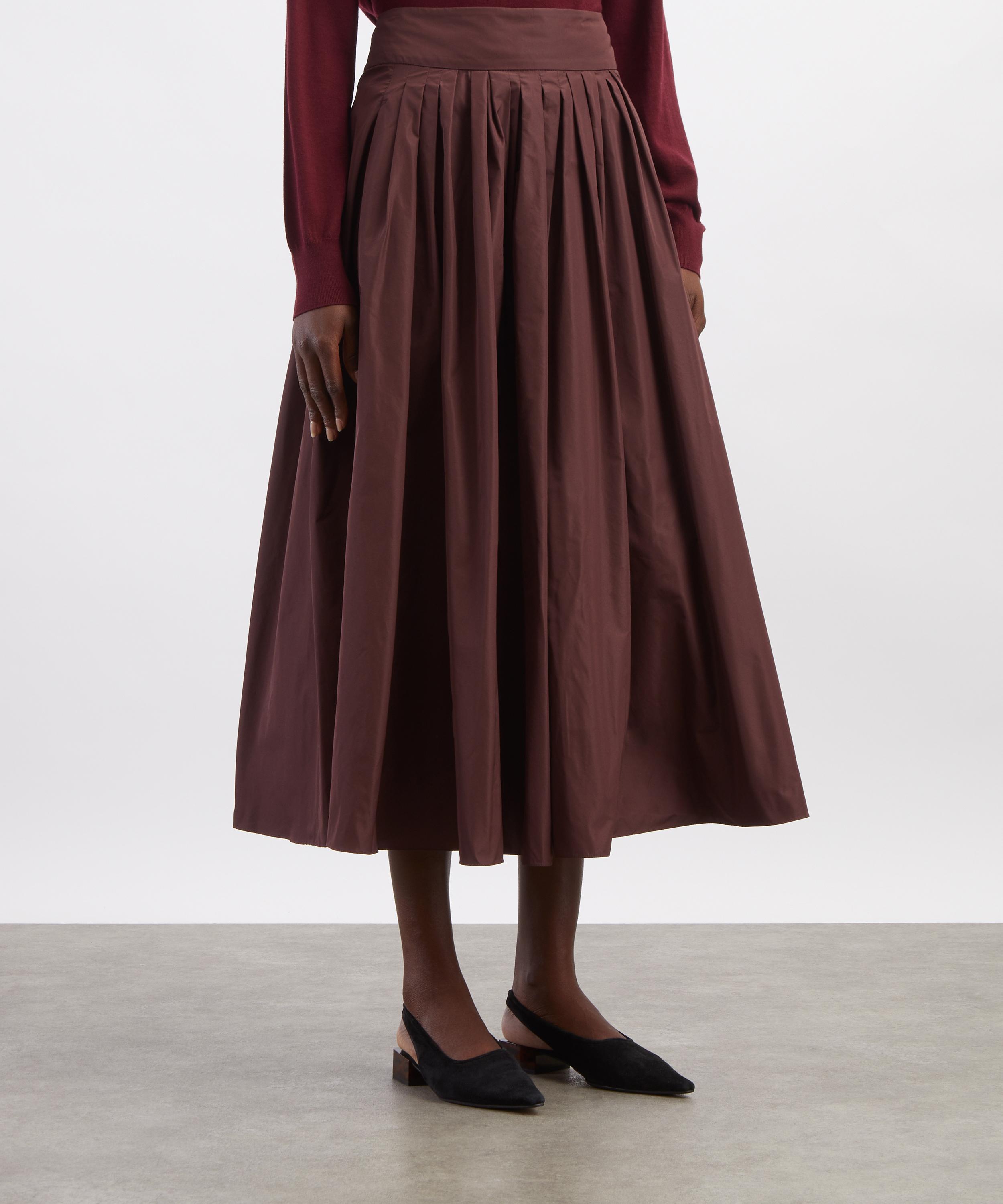 S Max Mara - Bordeaux Romina Taffeta Pleated Skirt image number 2