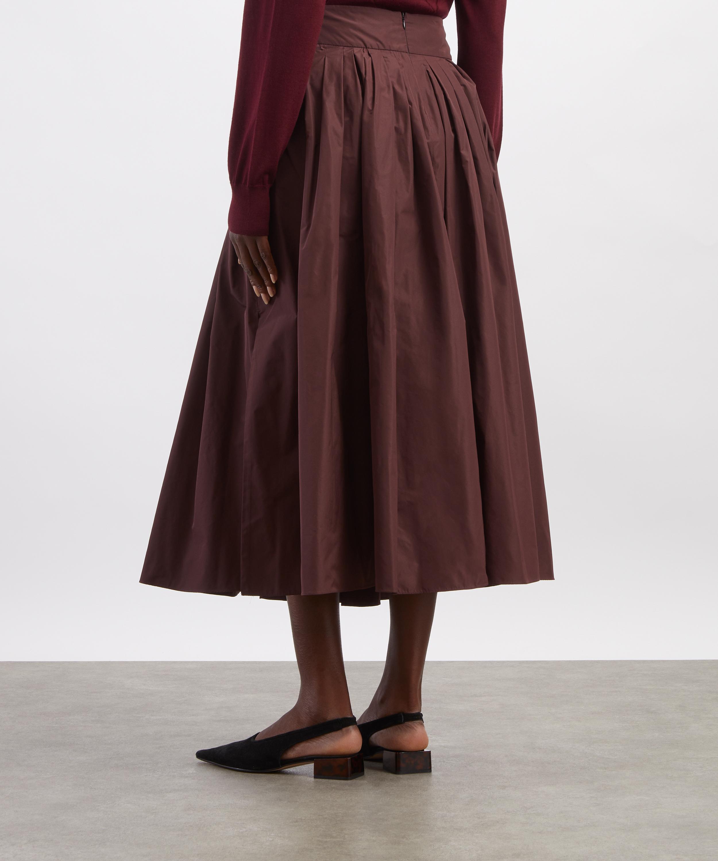 S Max Mara - Bordeaux Romina Taffeta Pleated Skirt image number 3
