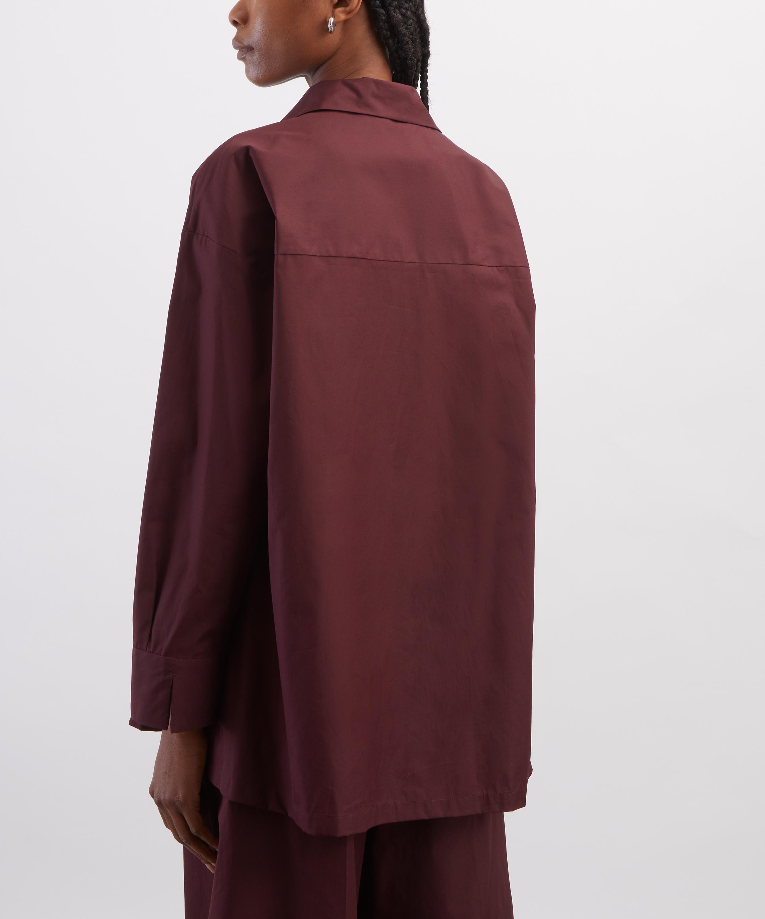 S Max Mara - Cristel Dark Red Cotton Poplin Polo Shirt image number 3