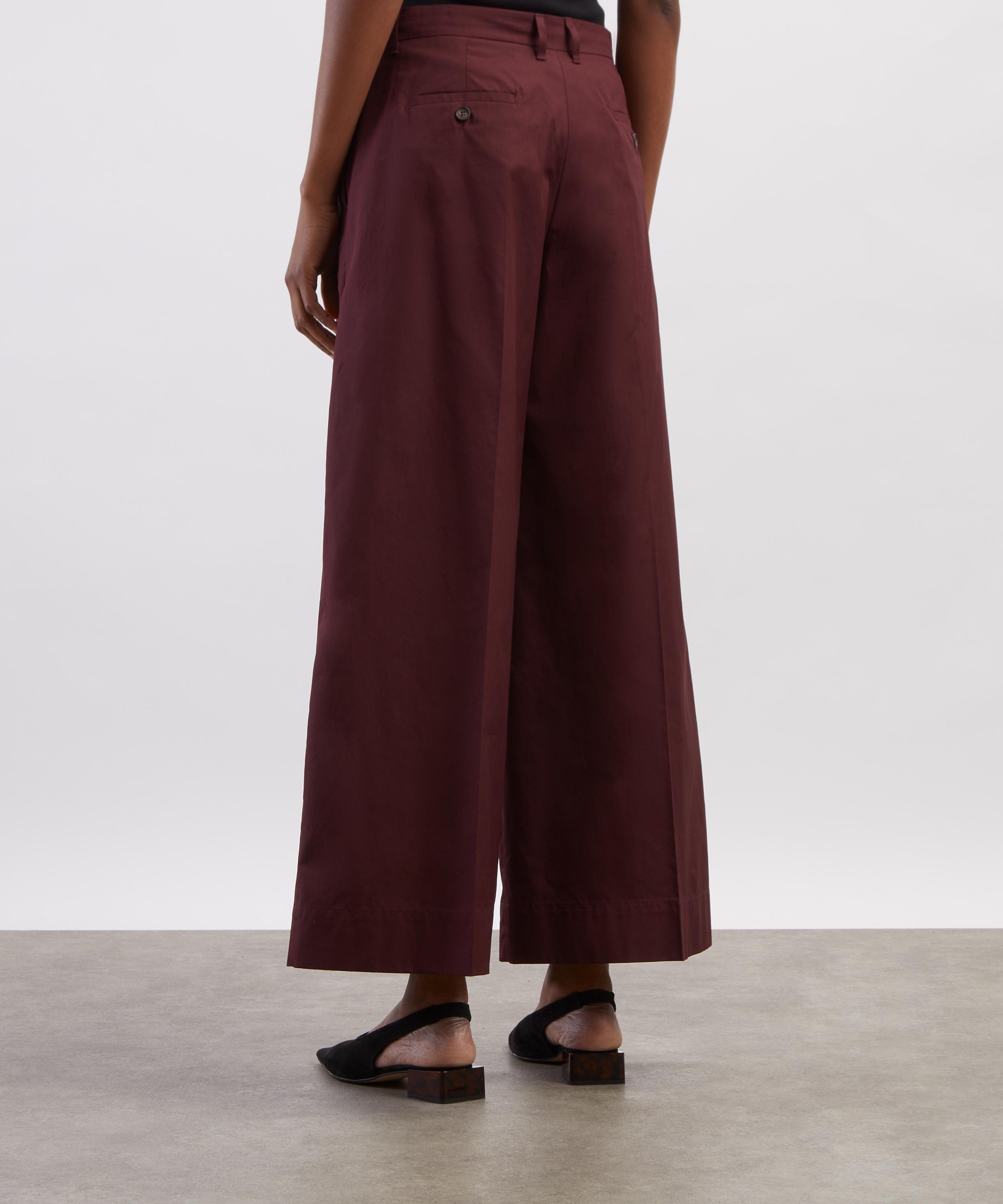 S Max Mara - Epoca Dark Red Cotton Poplin Cropped Trousers image number 3