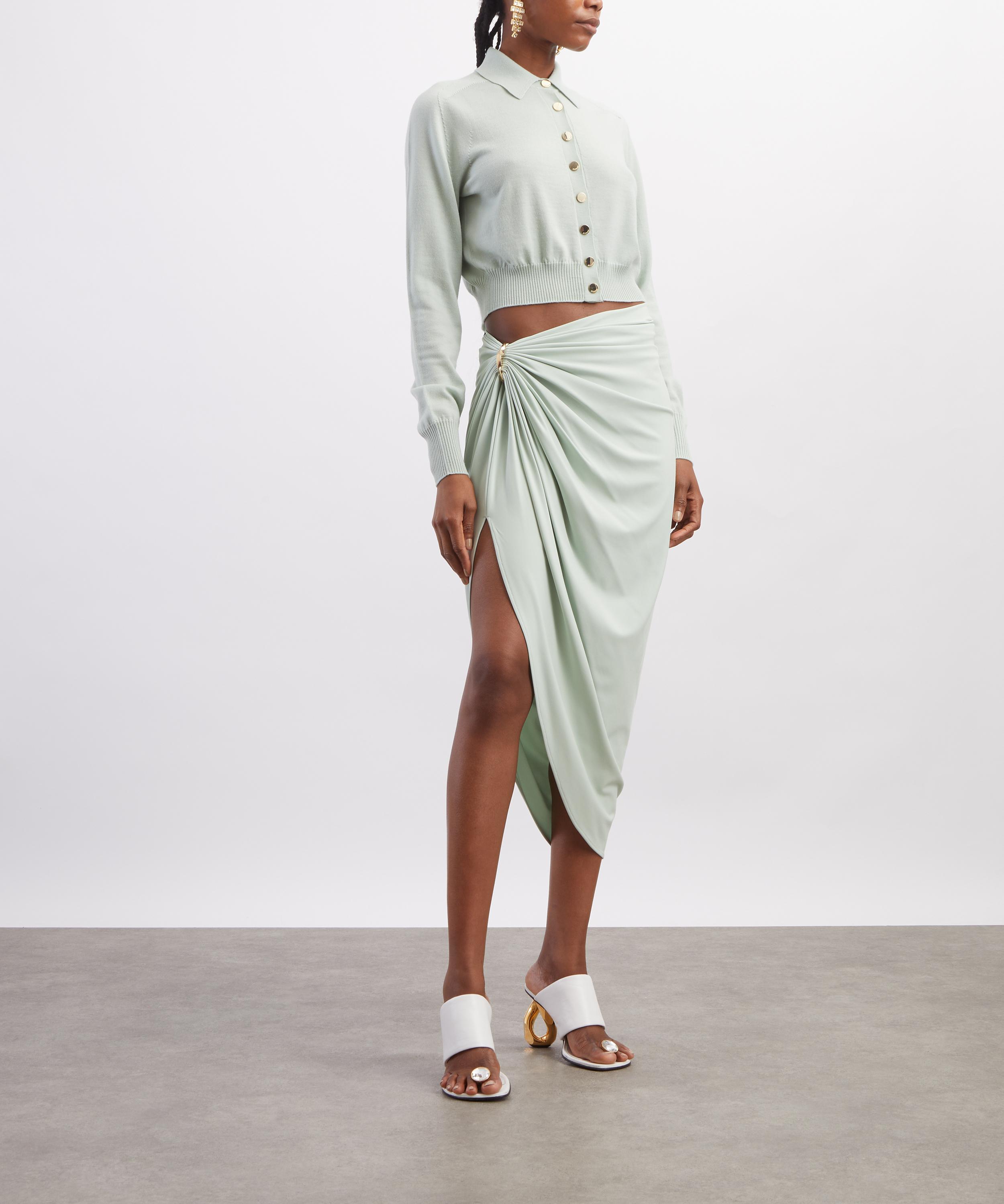 Sportmax - Pastel Green Asymmetric Jersey Skirt image number 1