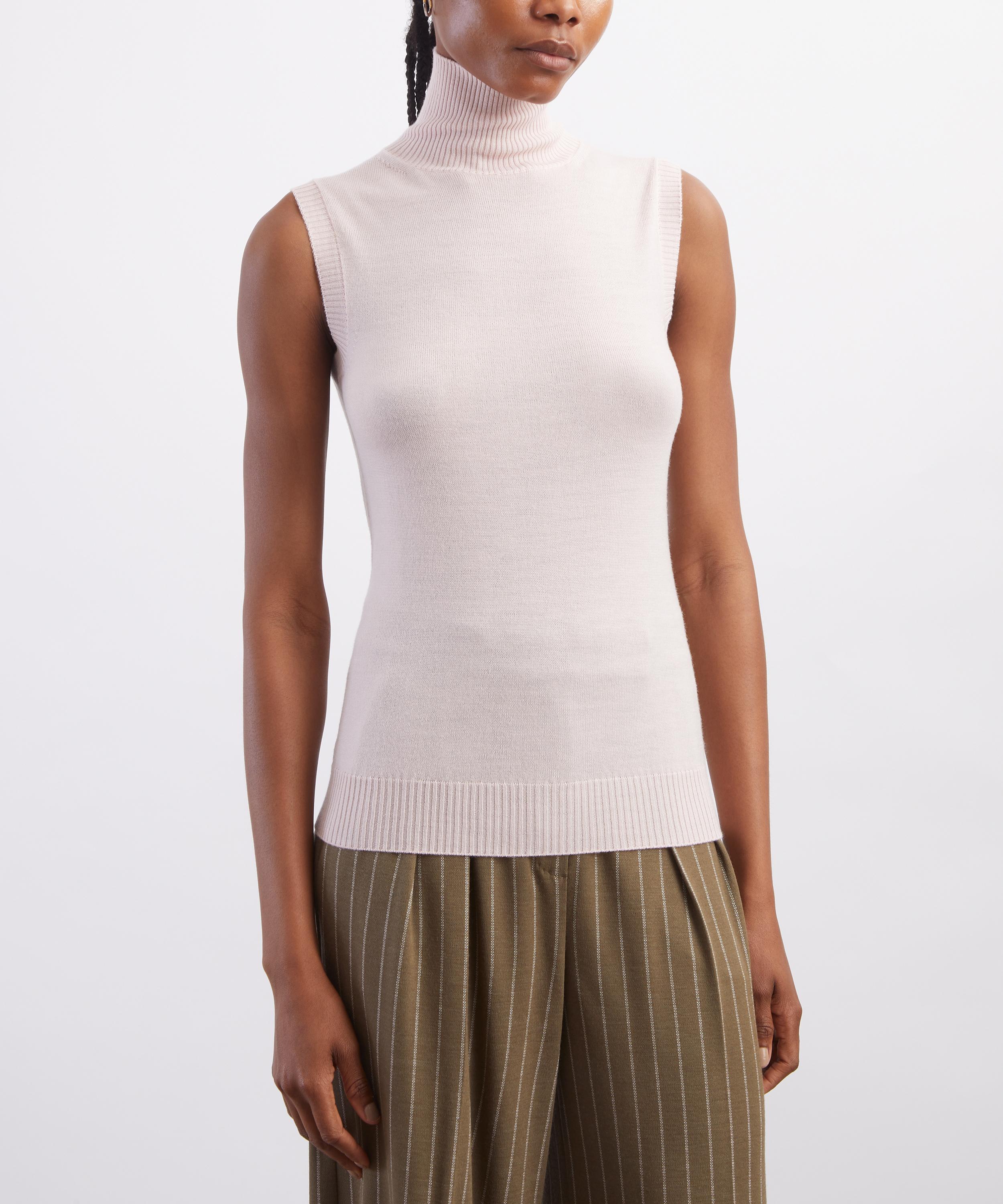 Sportmax - Pink Wool Roll-Neck Sleeveless Sweater image number 2