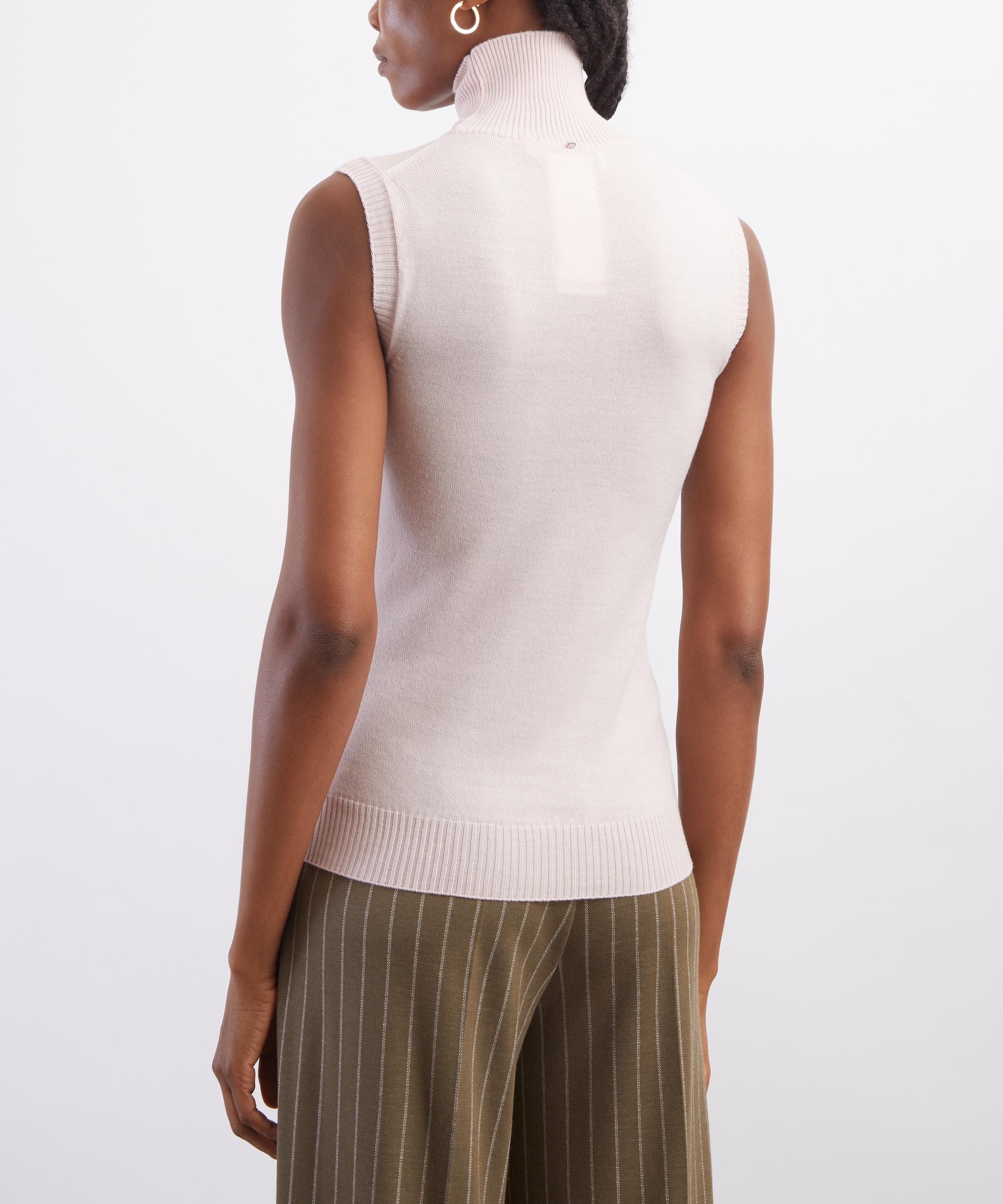 Sportmax - Pink Wool Roll-Neck Sleeveless Sweater image number 3