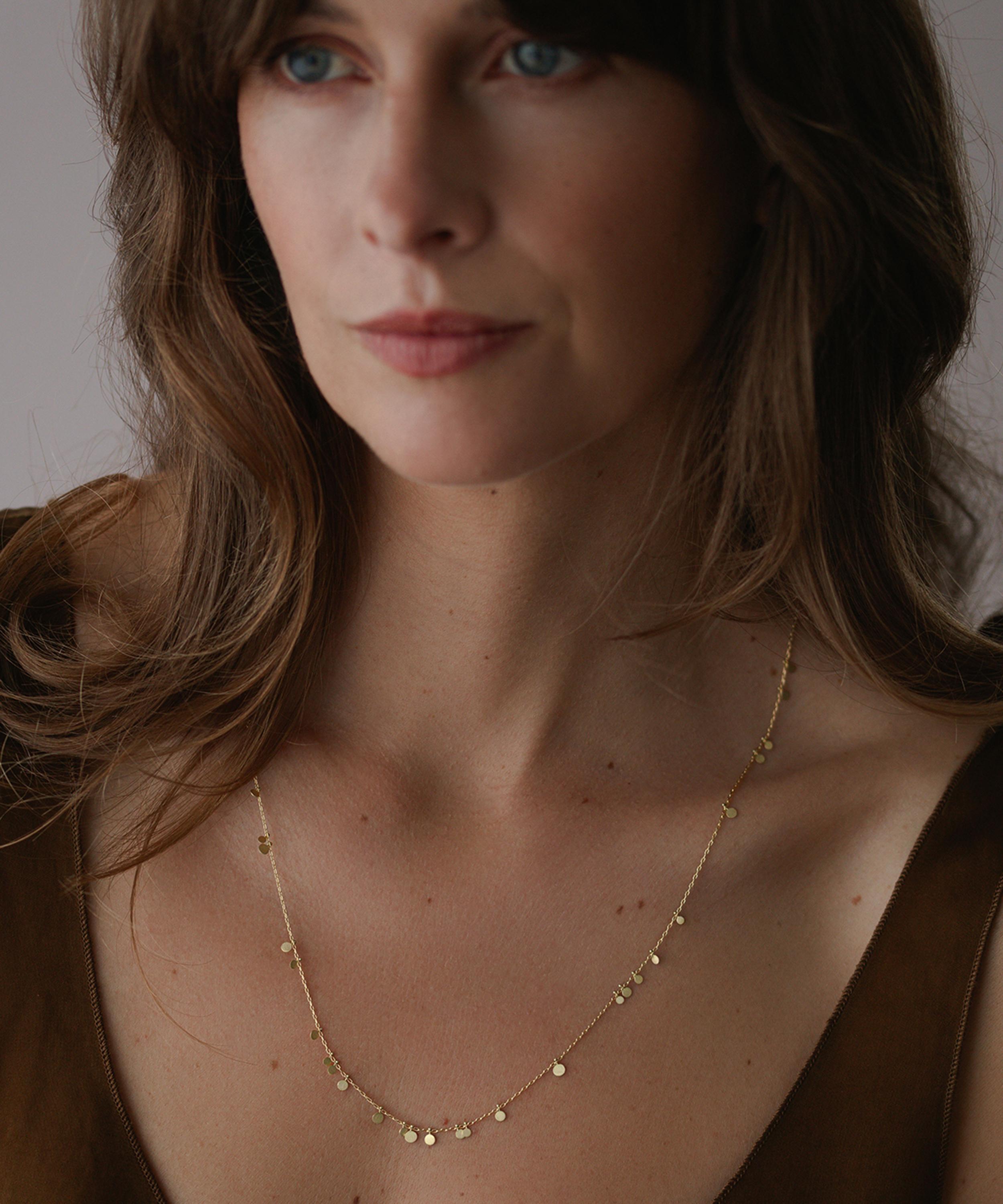Sia Taylor - 18ct Gold Long Simple Random Dots Necklace image number 1