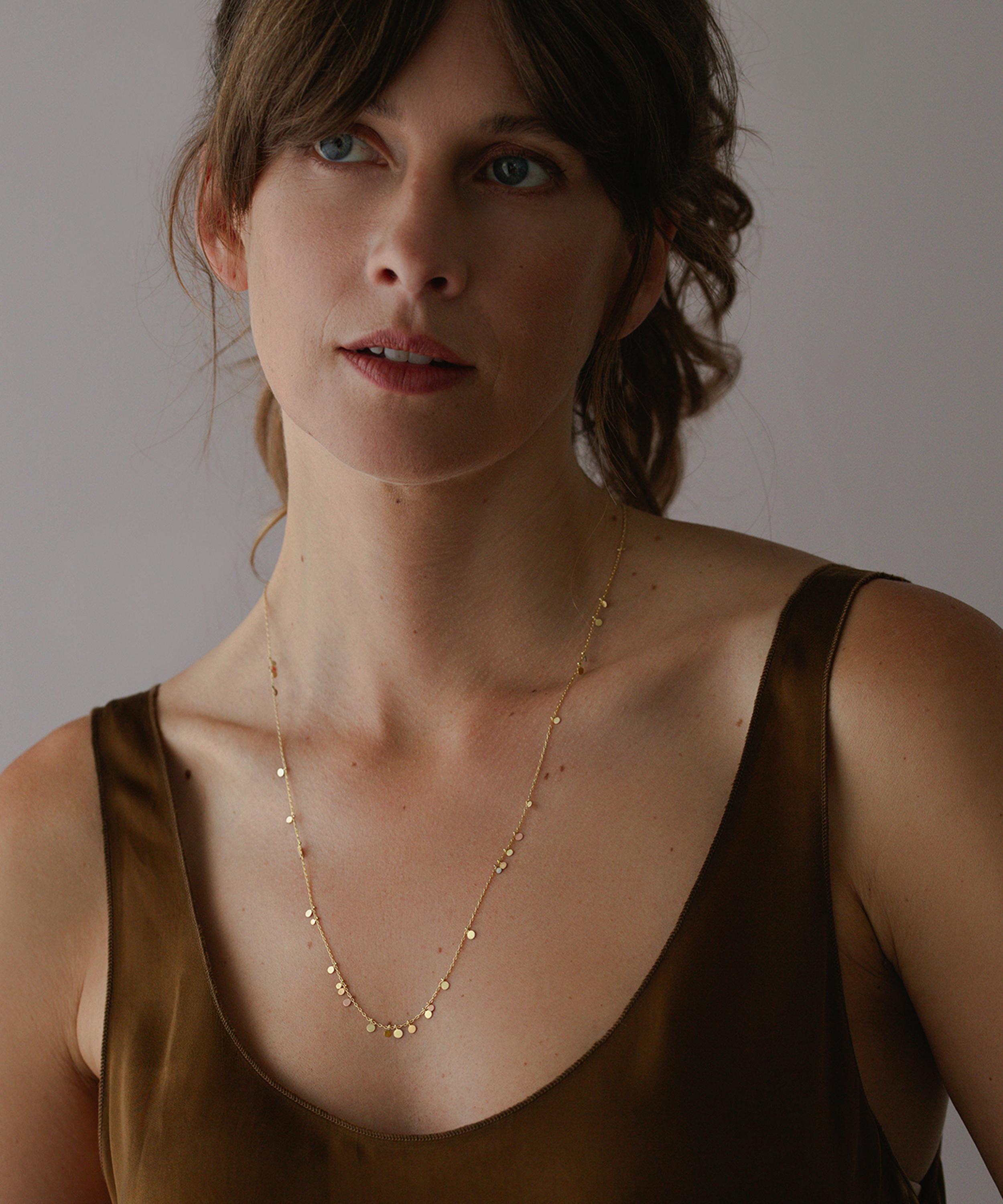 Sia Taylor - 18ct-24ct Gold Long Simple Rainbow Random Dots Necklace image number 1