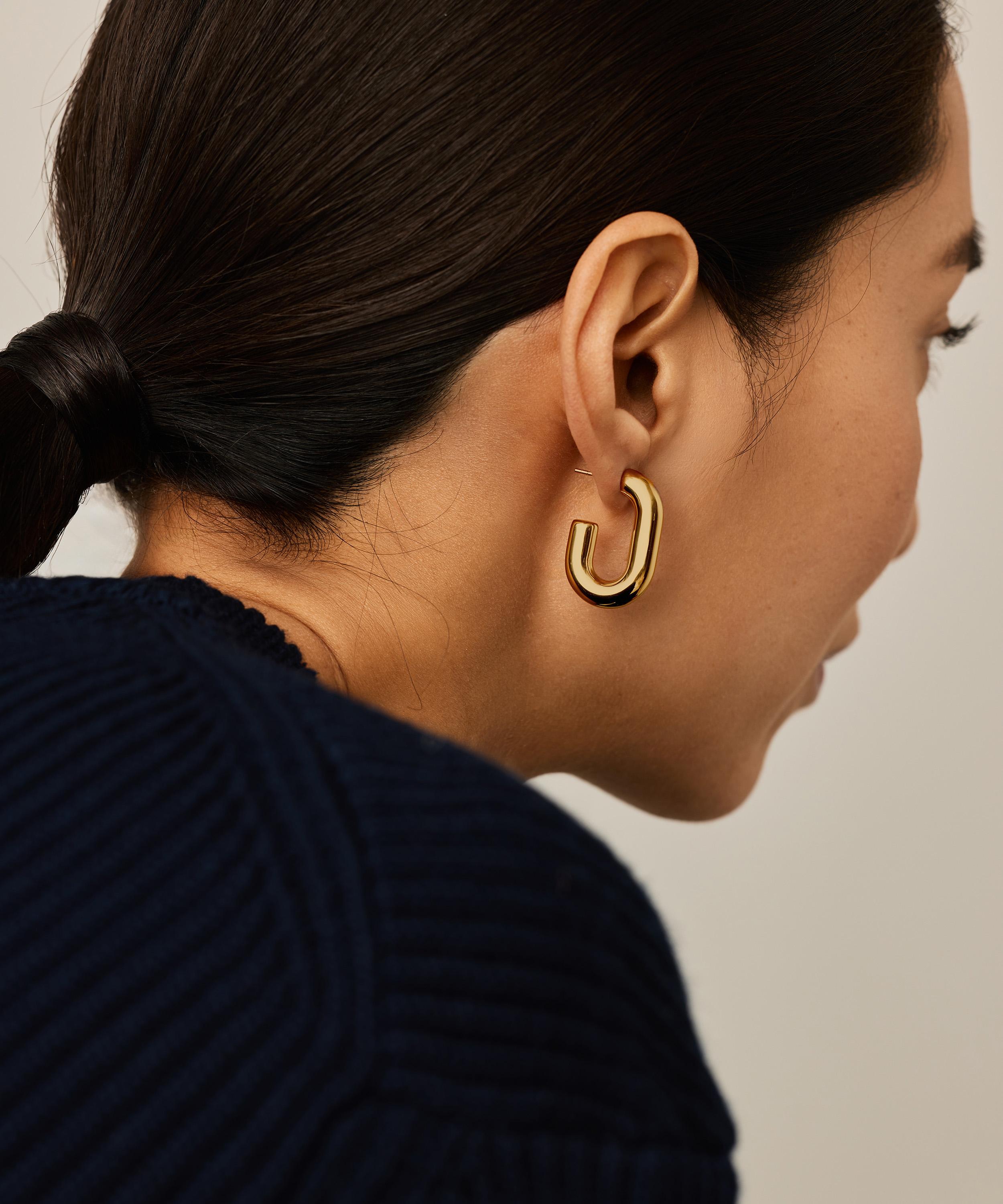 Missoma - 18ct Gold-Plated Chubby Oval Medium Hoop Earrings image number 1