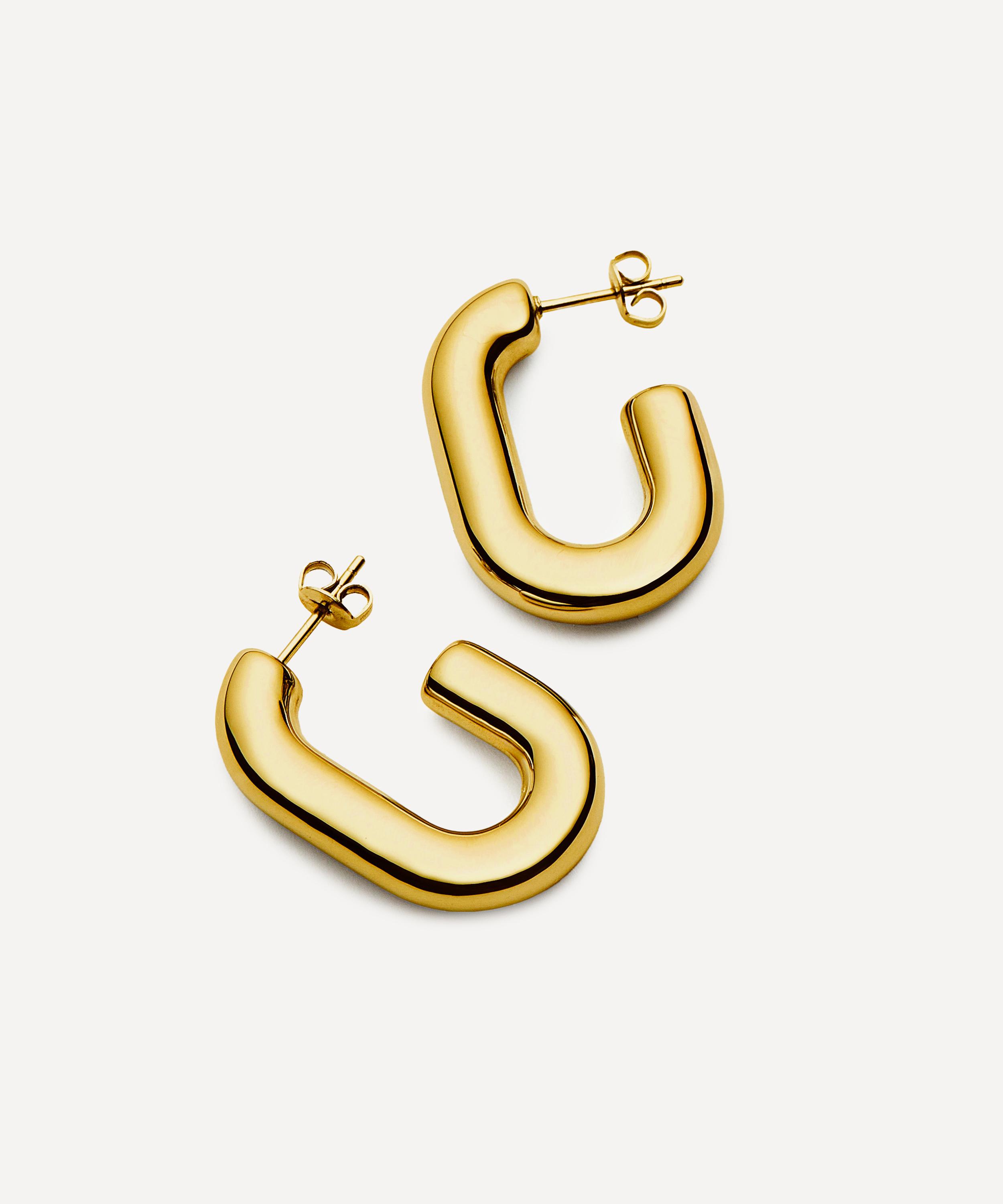 Missoma - 18ct Gold-Plated Chubby Oval Medium Hoop Earrings image number 2