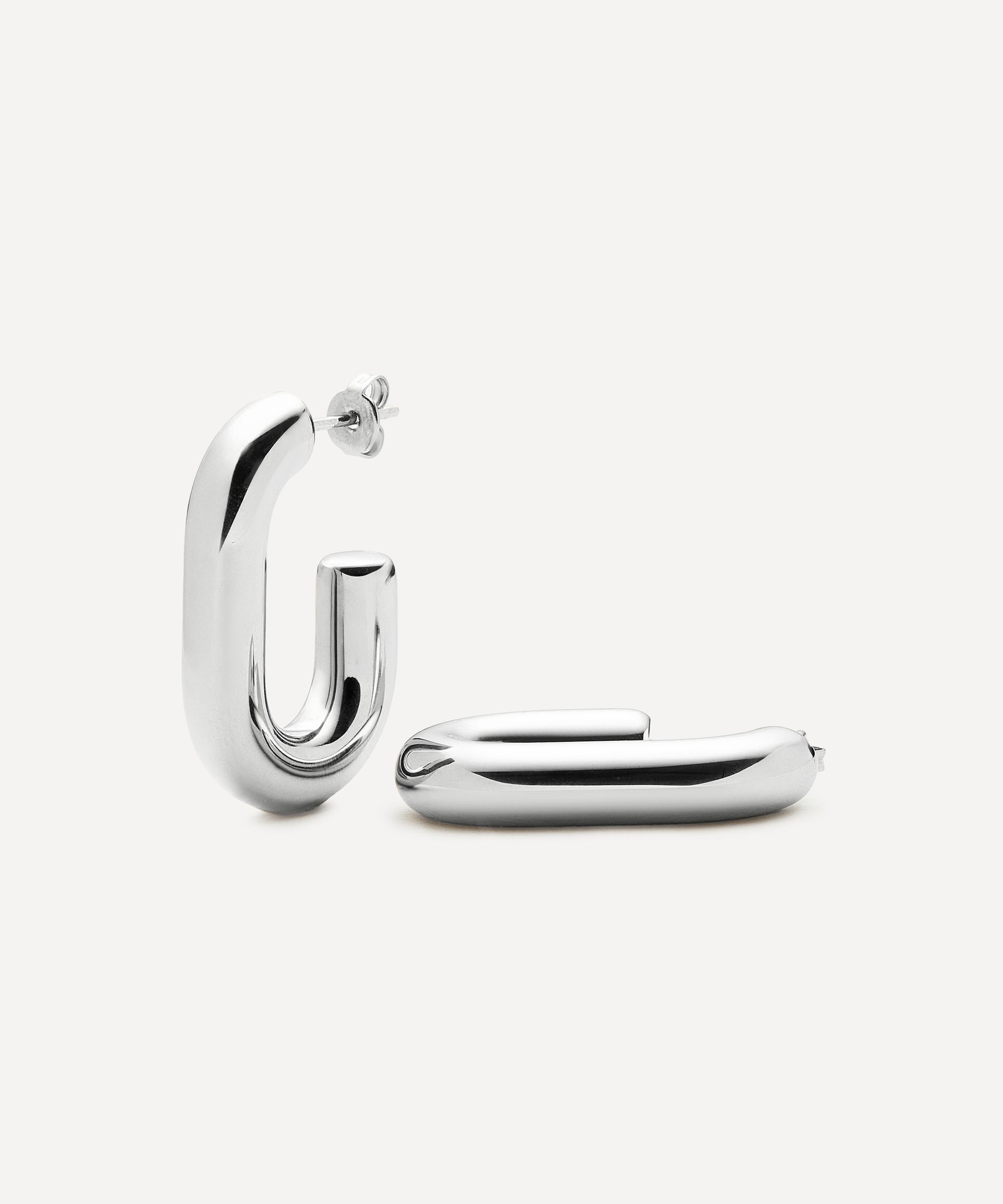 Missoma - Platinum-Plated Chubby Oval Medium Hoop Earrings image number 0