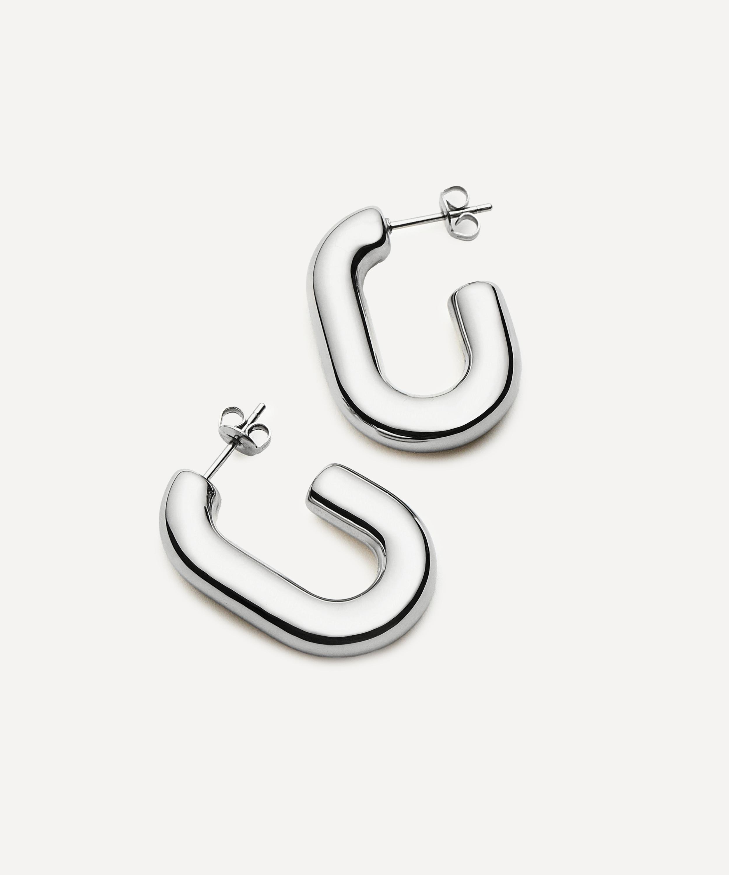 Missoma - Platinum-Plated Chubby Oval Medium Hoop Earrings image number 2