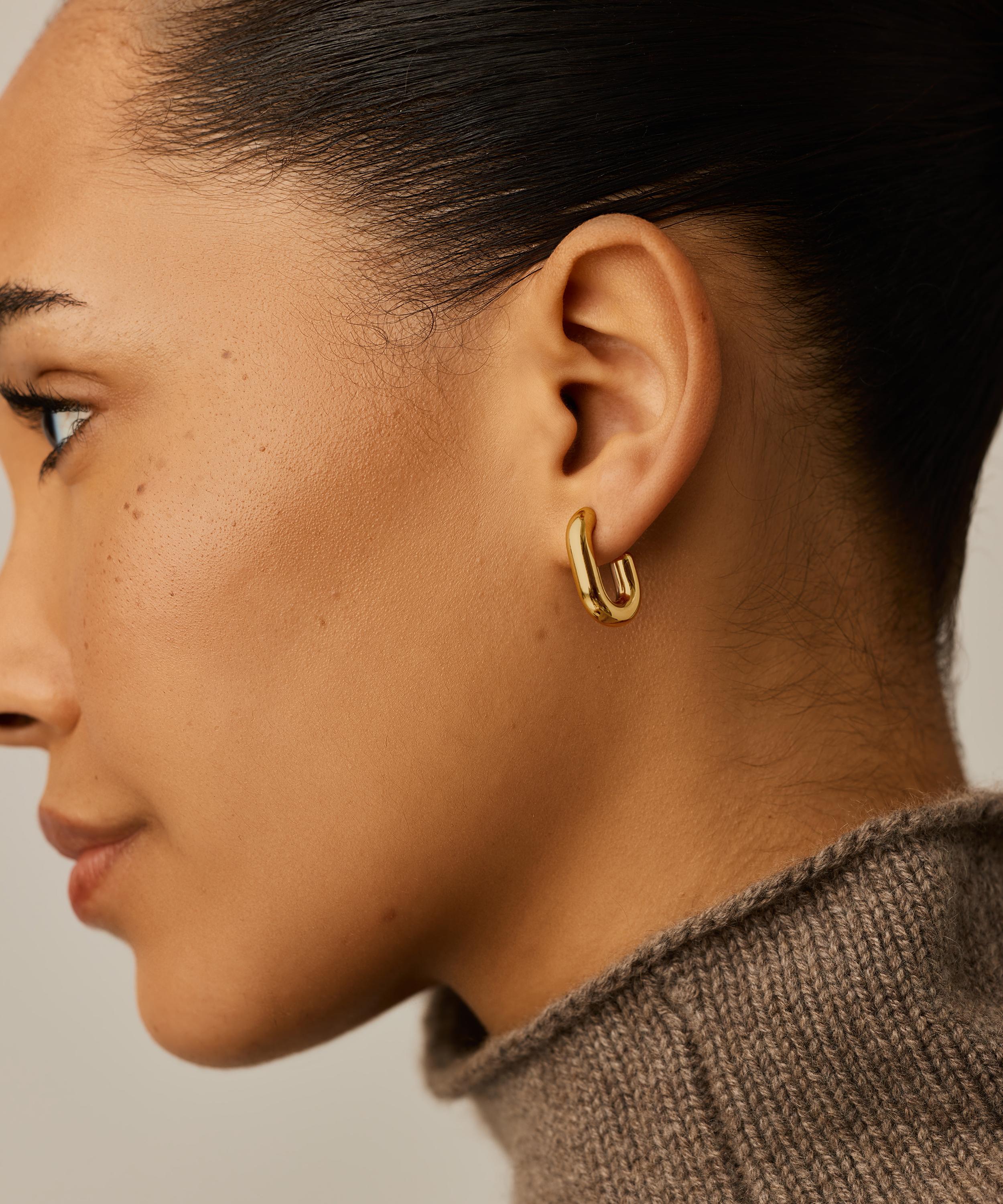 Missoma - 18ct Gold-Plated Chubby Oval Small Hoop Earrings image number 1
