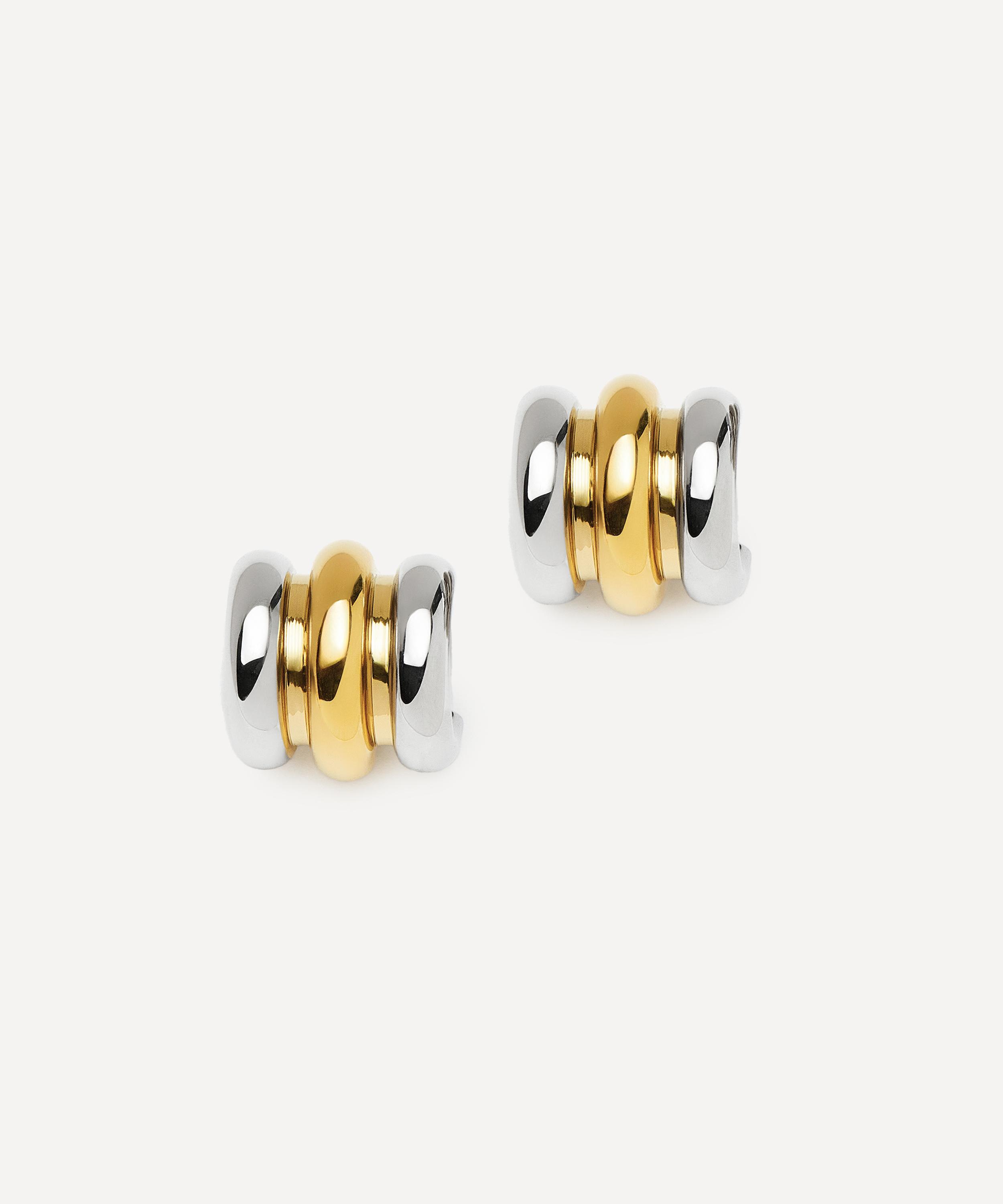 Missoma - Mixed Metal Triple Ridge Oversized Stud Earrings image number 2