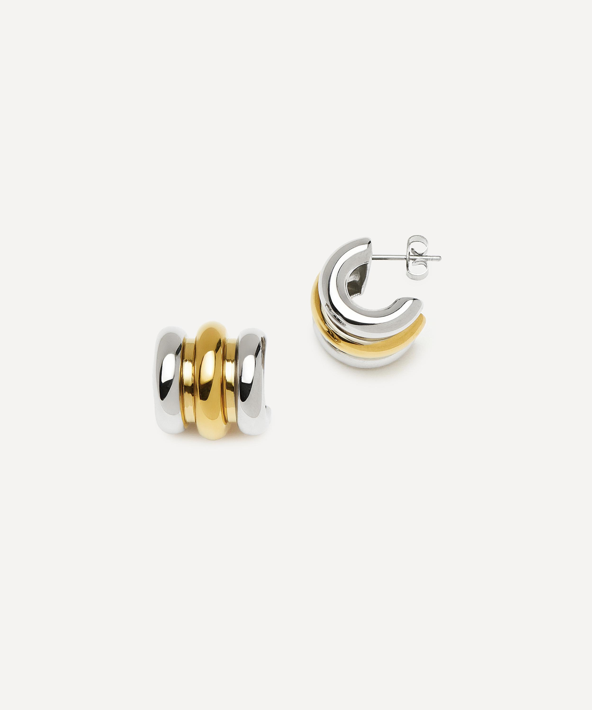 Missoma - Mixed Metal Triple Ridge Oversized Stud Earrings image number 3