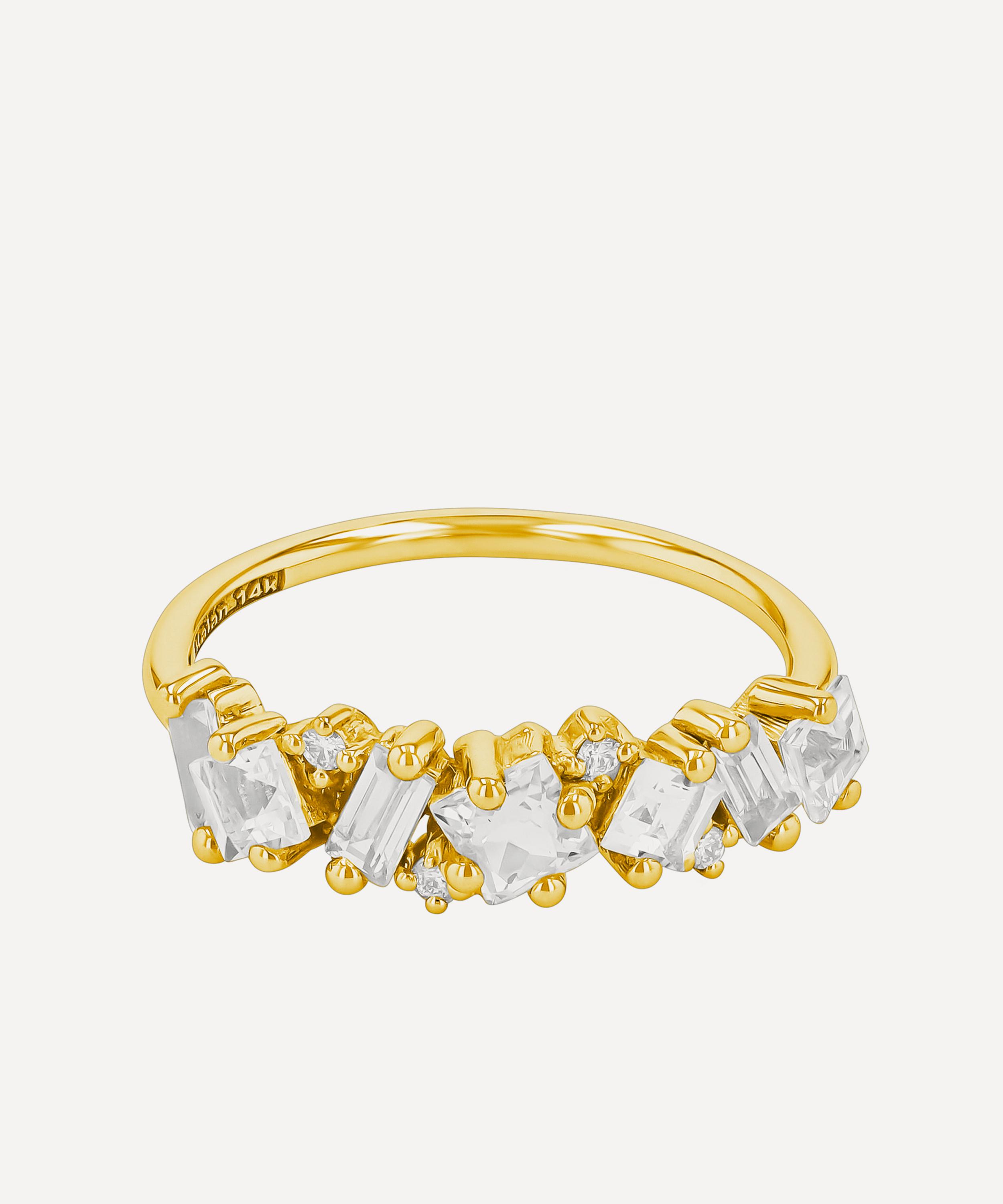 Suzanne Kalan - 14ct Gold Nadima White Topaz Half Band Ring