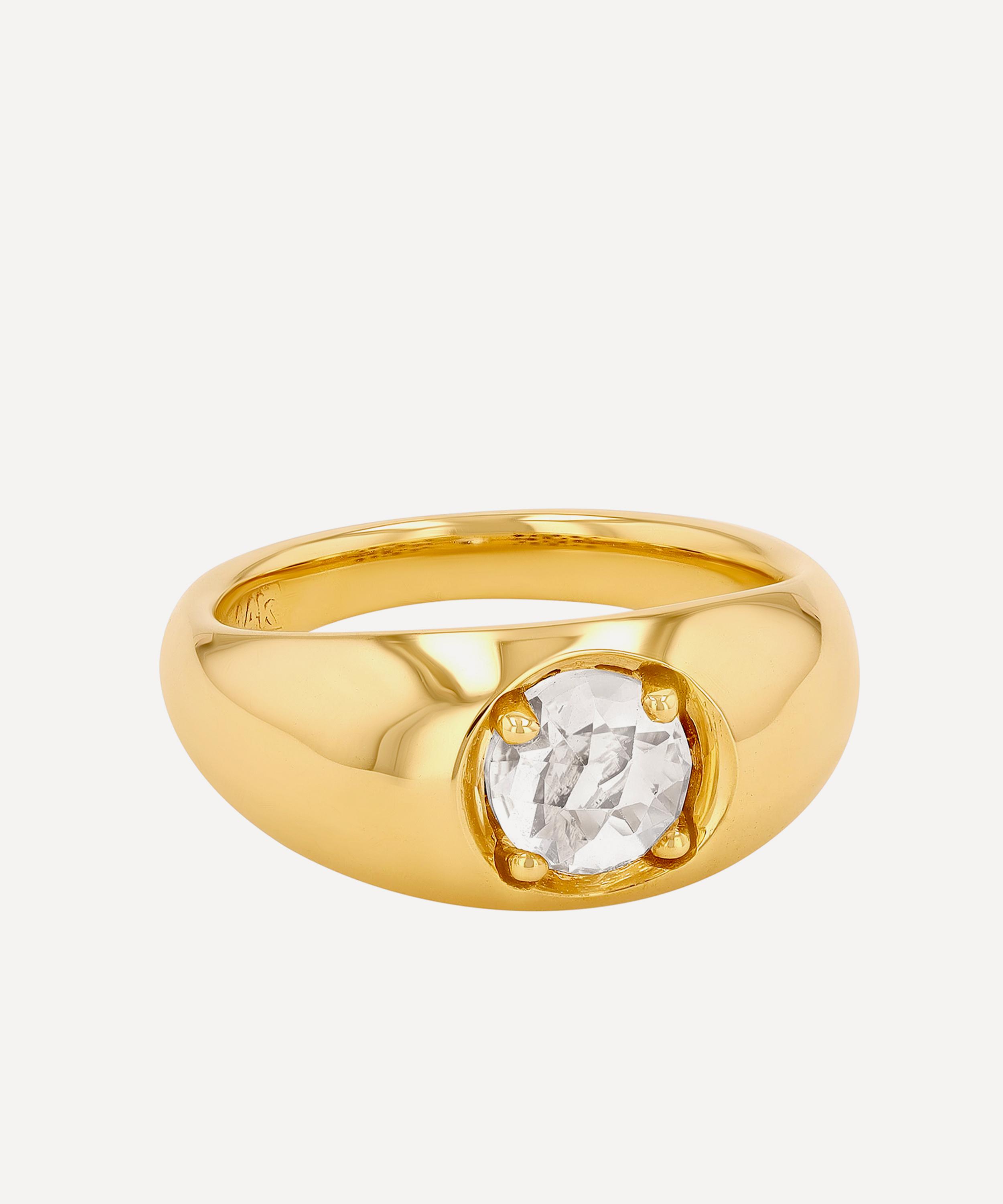 Suzanne Kalan - 14ct Gold Round White Topaz Dome Ring