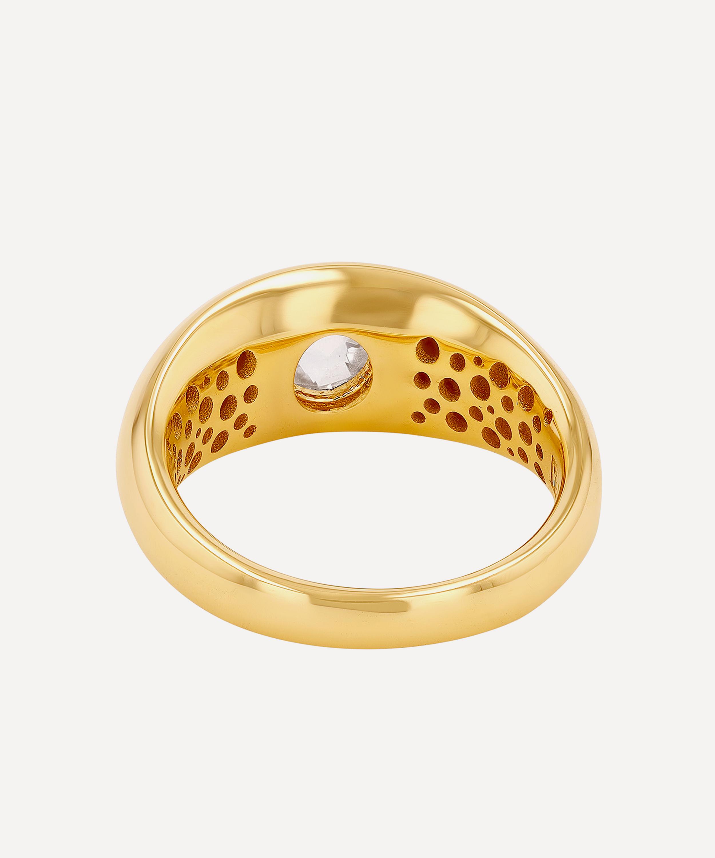 Suzanne Kalan - 14ct Gold Round White Topaz Dome Ring image number 1