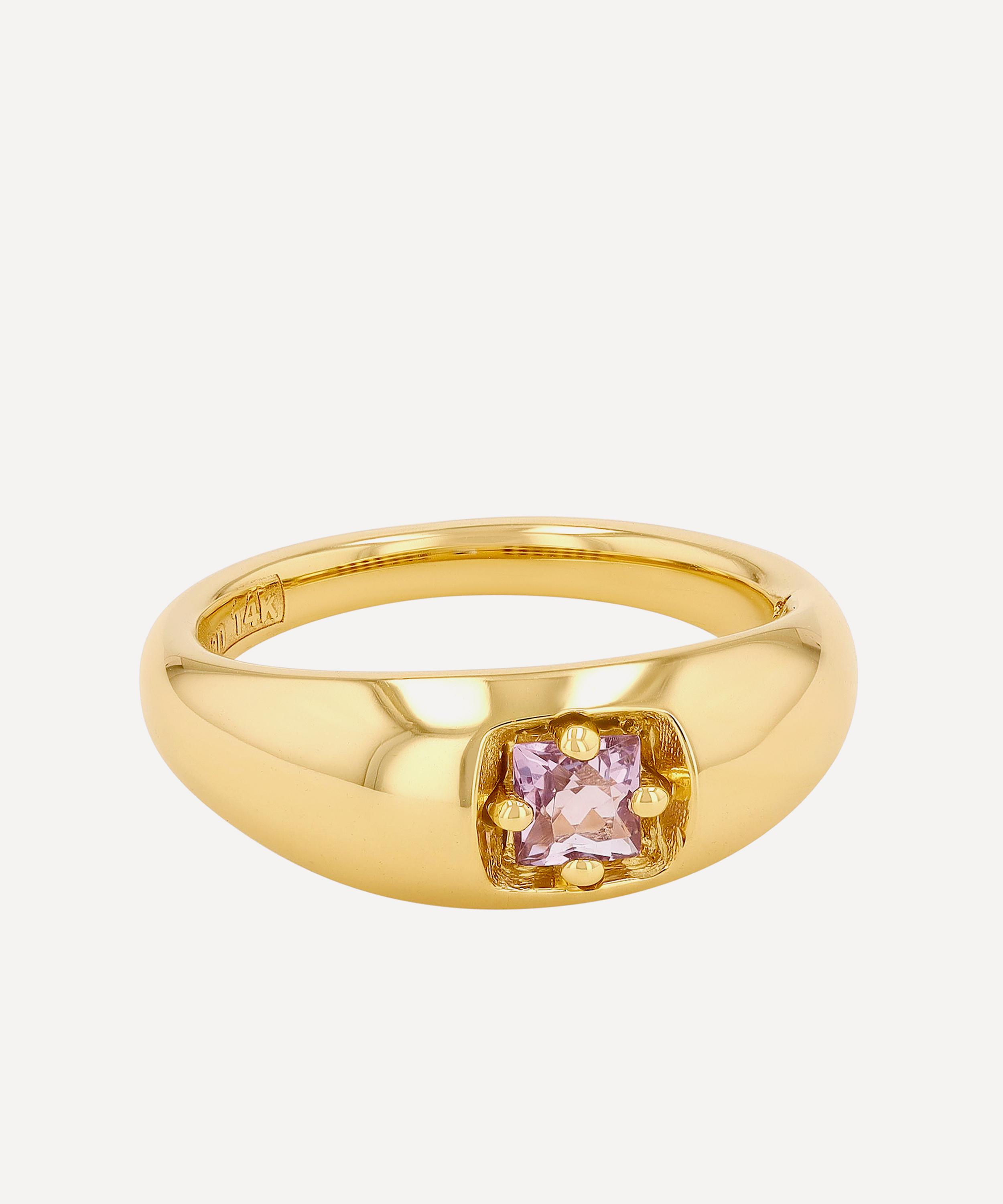 Suzanne Kalan - 14ct Gold Princess Cut Rose de France Dome Ring