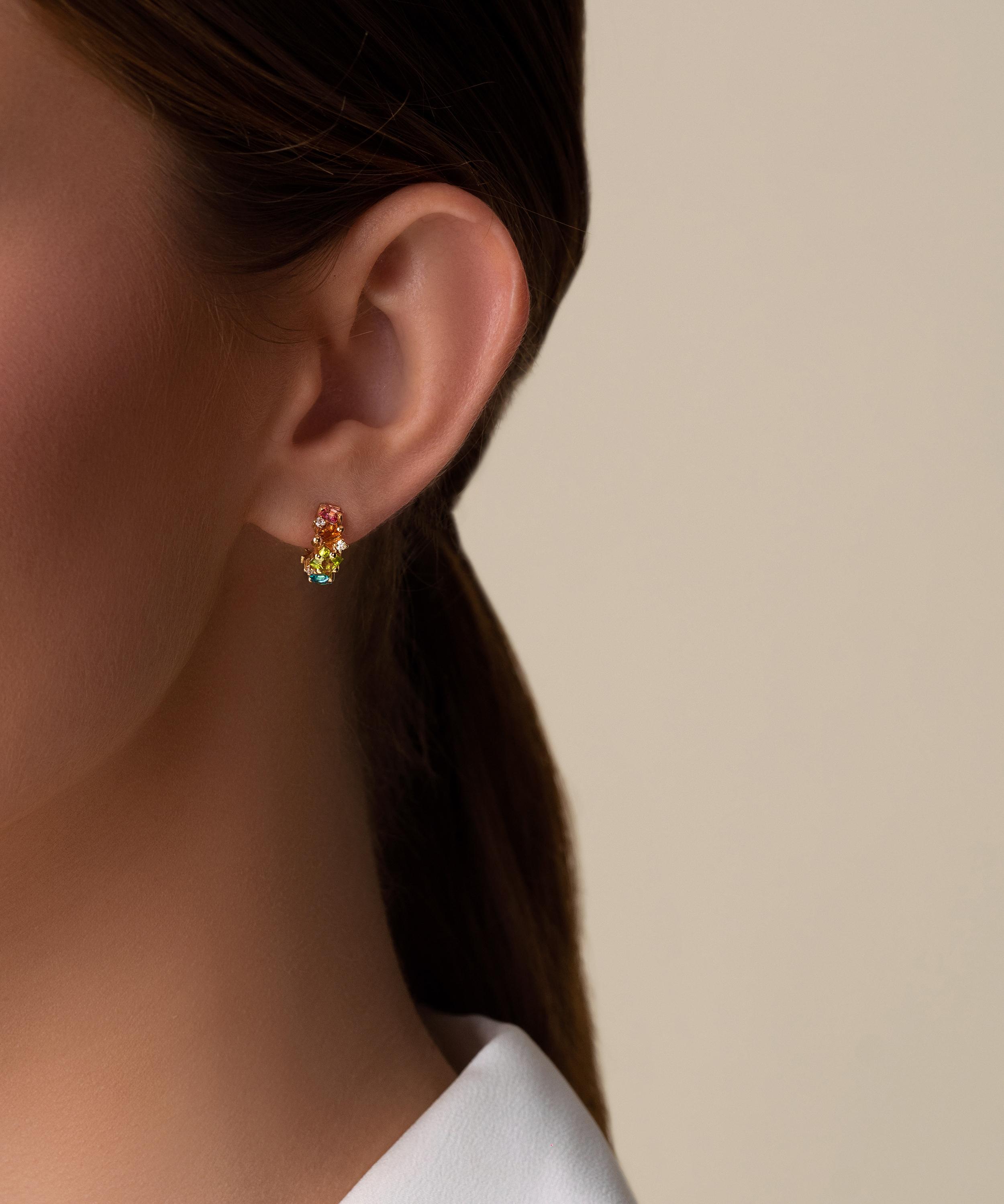 Suzanne Kalan - 14ct Gold Nadima Rainbow Mini Hoop Earrings image number 1