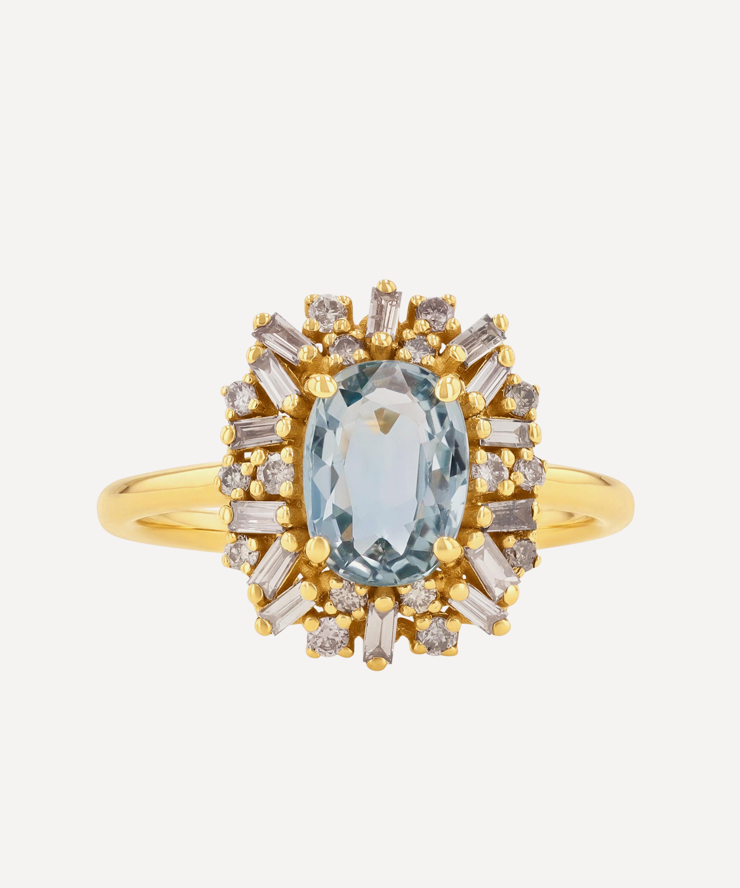 Suzanne Kalan - 14ct Gold One-of-a-Kind Oval Sapphire Diamond Portrait Ring