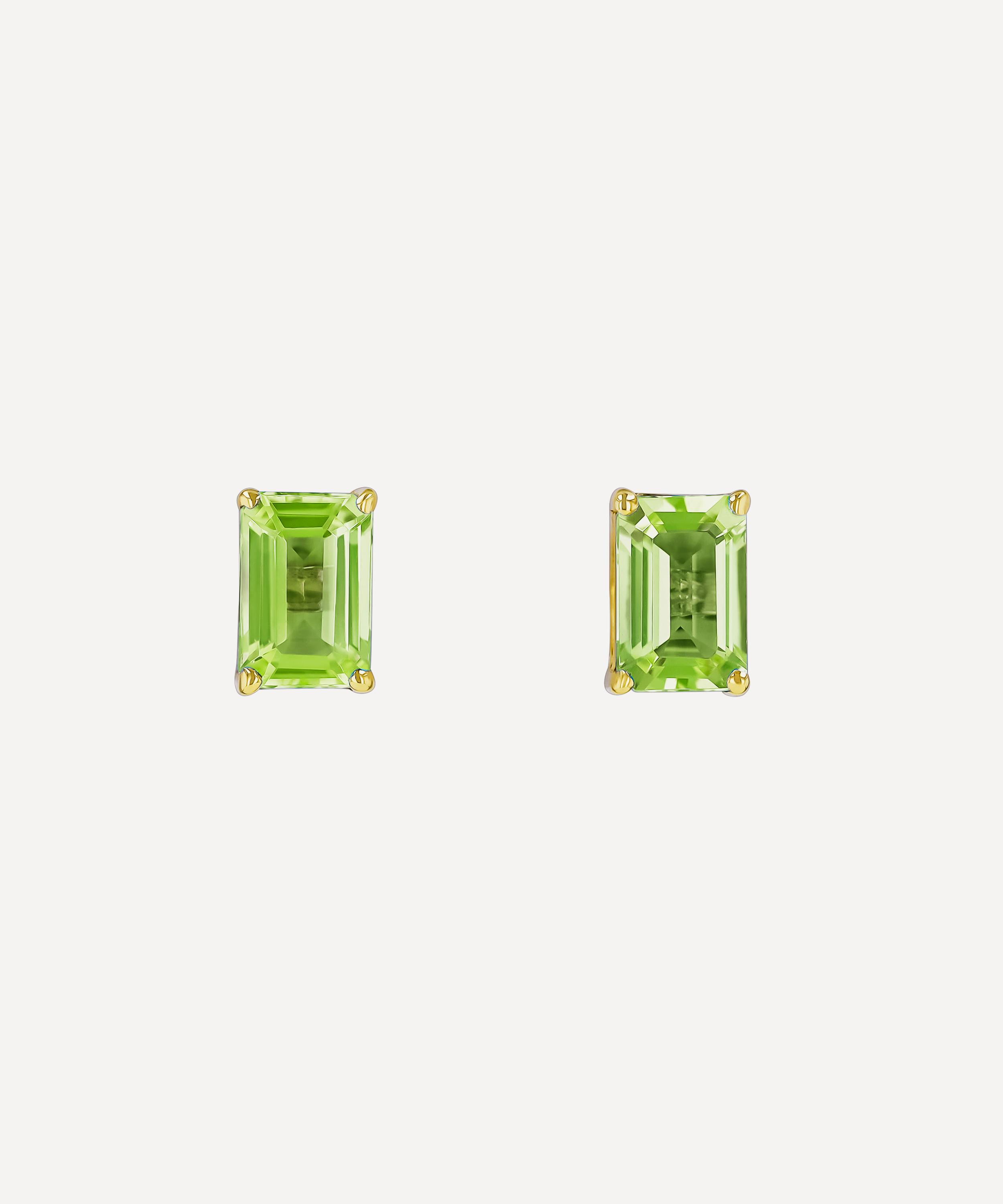 Suzanne Kalan - 14ct Gold Amalfi Emerald Cut Peridot Stud Earrings