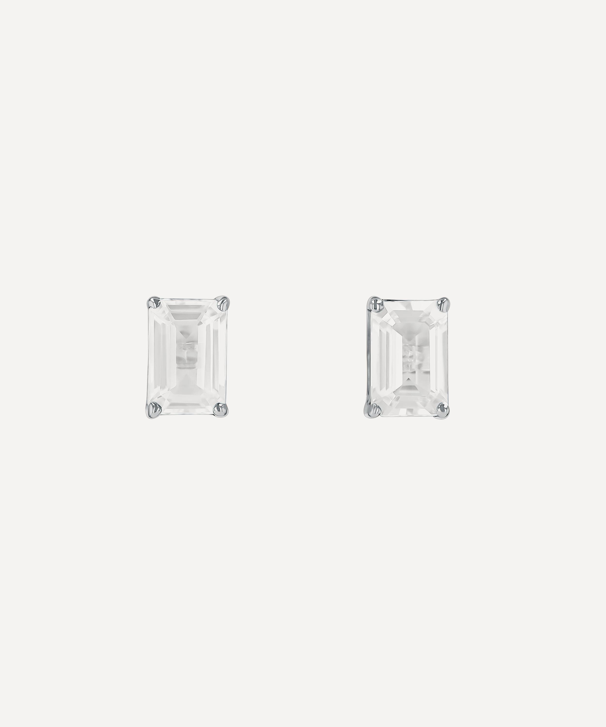 Suzanne Kalan - 14ct Gold Amalfi White Topaz Emerald Cut  Stud Earrings image number 0