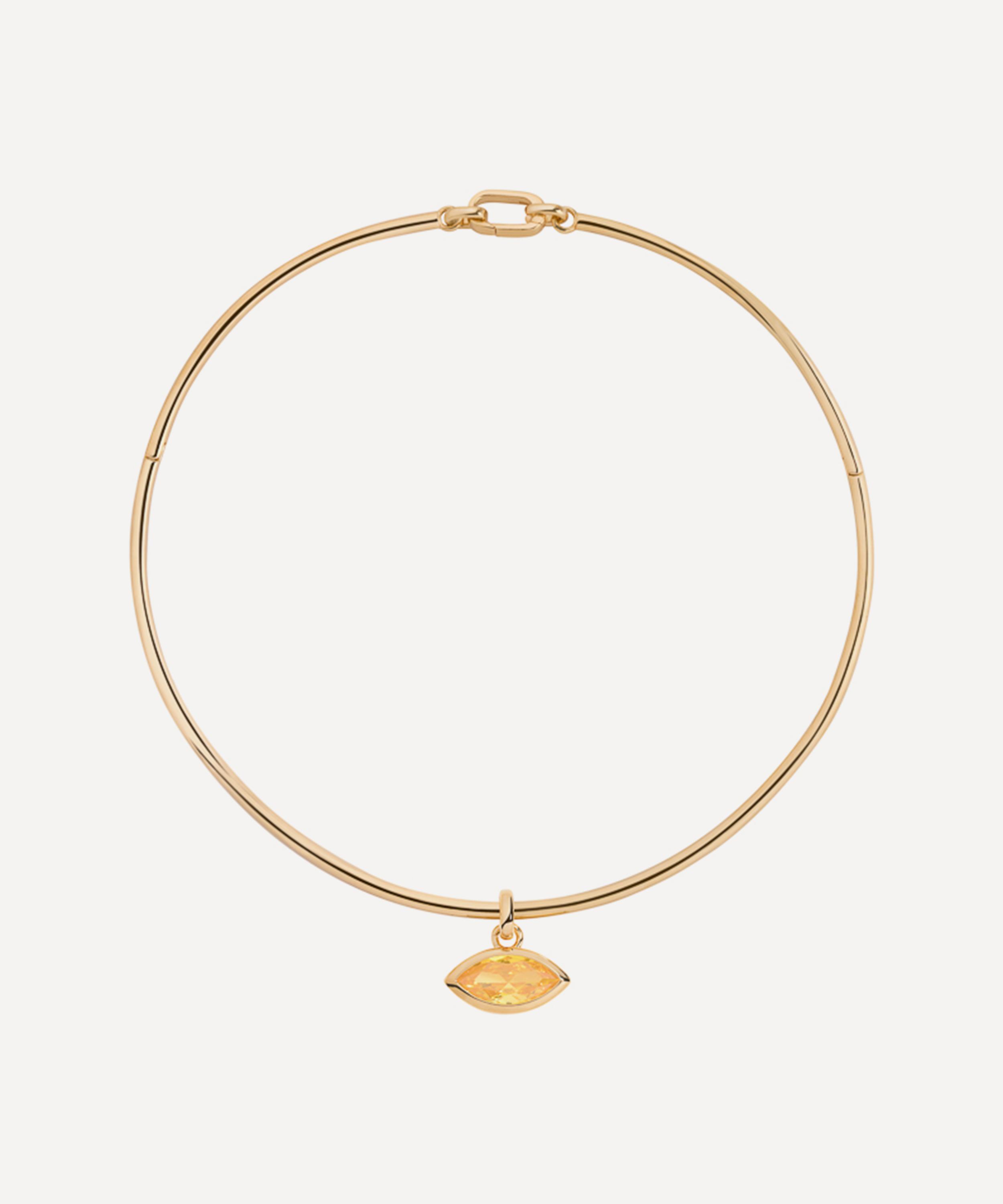 Martha Calvo - 14ct Gold-Plated Yellow Eye Choker Necklace