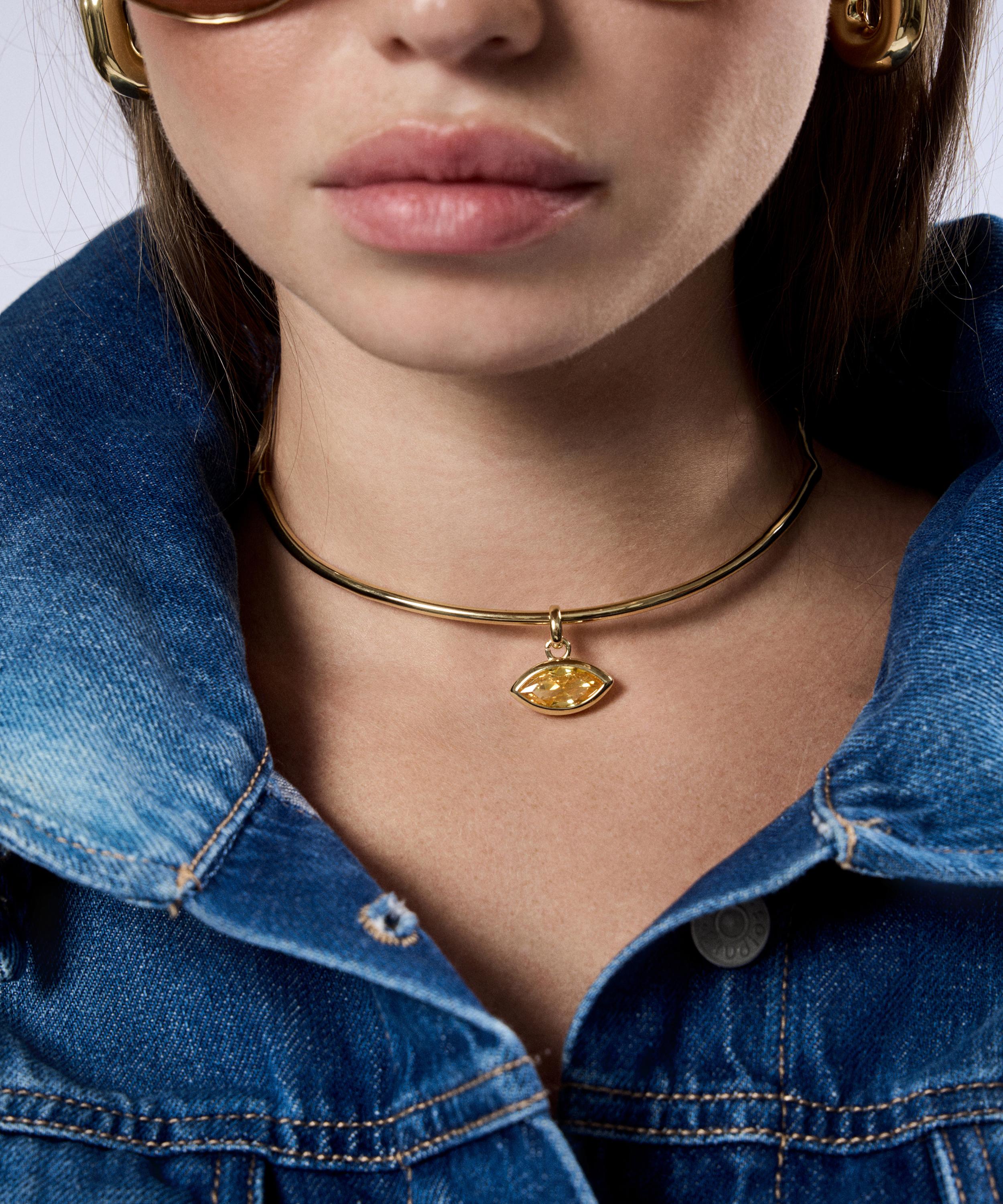 Martha Calvo - 14ct Gold-Plated Yellow Eye Choker Necklace image number 1
