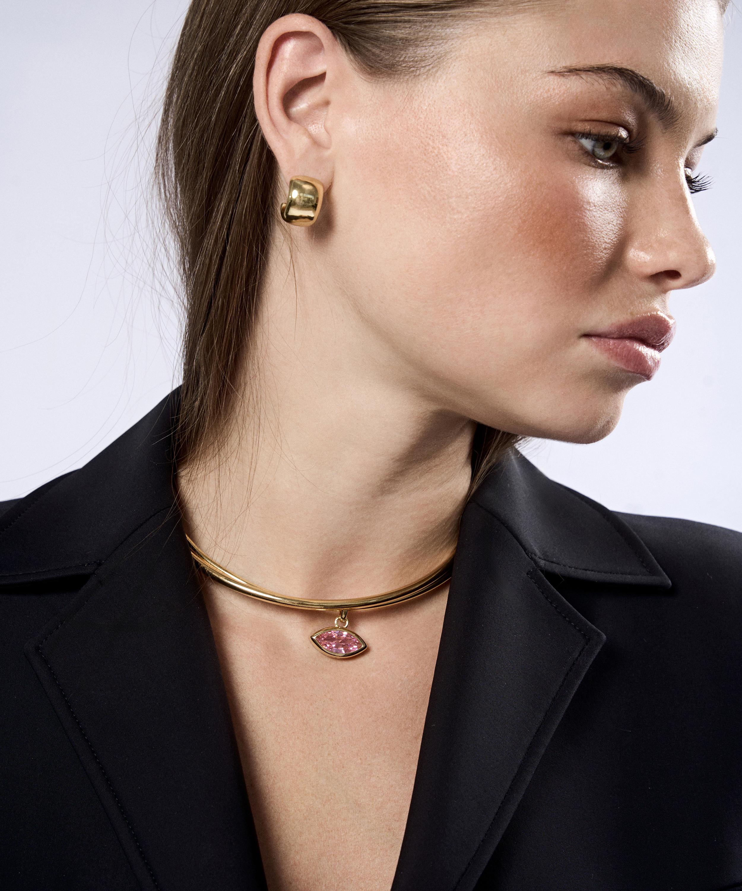 Martha Calvo - 14ct Gold-Plated Pink Eye Choker Necklace image number 1